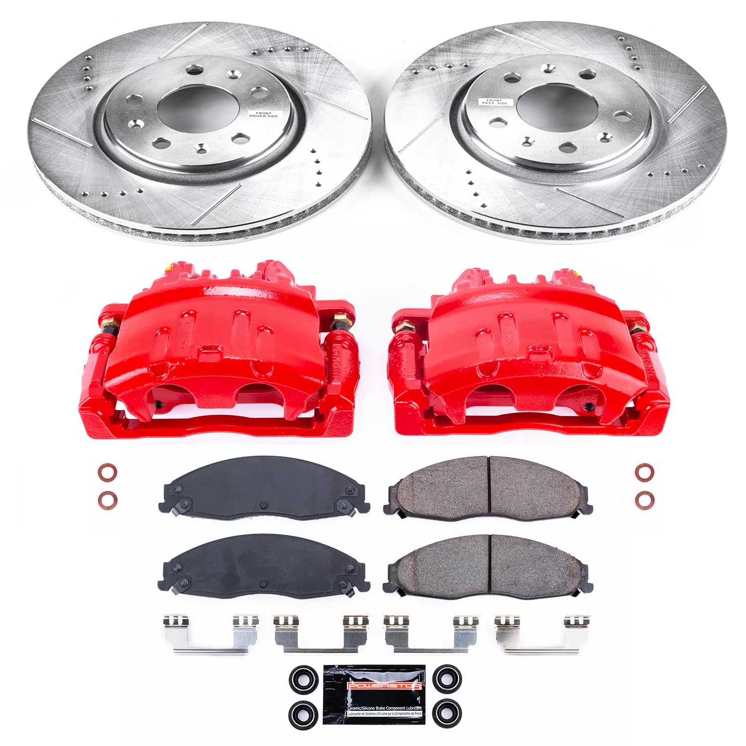 Power Stop Z23 KC1423 Evolution Sport Brake Upgrade Kit with Powder Coated Calipers- Front For Cadillac STS 2005-2008 [Model Specific]