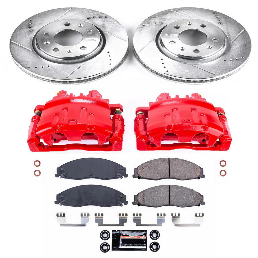 Power Stop Z23 KC1423 Evolution Sport Brake Upgrade Kit with Powder Coated Calipers- Front For Cadillac STS 2005-2008 [Model Specific]