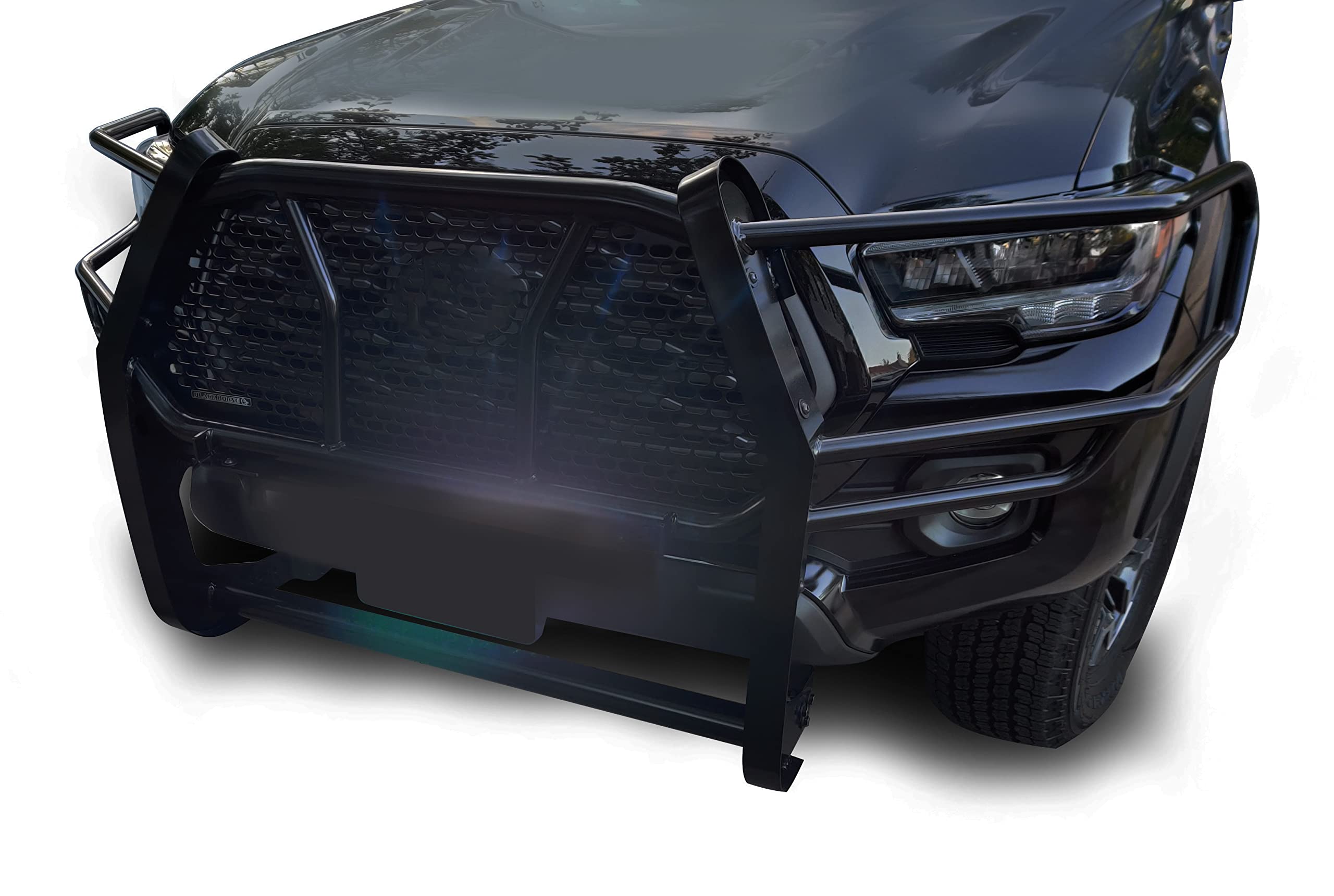 RUGGED Black Horse Heavy Duty Grille Brush Bumper Guard Modular Black Compatible with 2016-2023 Toyota Tacoma(Blocks Sensor)-RU-TOTA16-B
