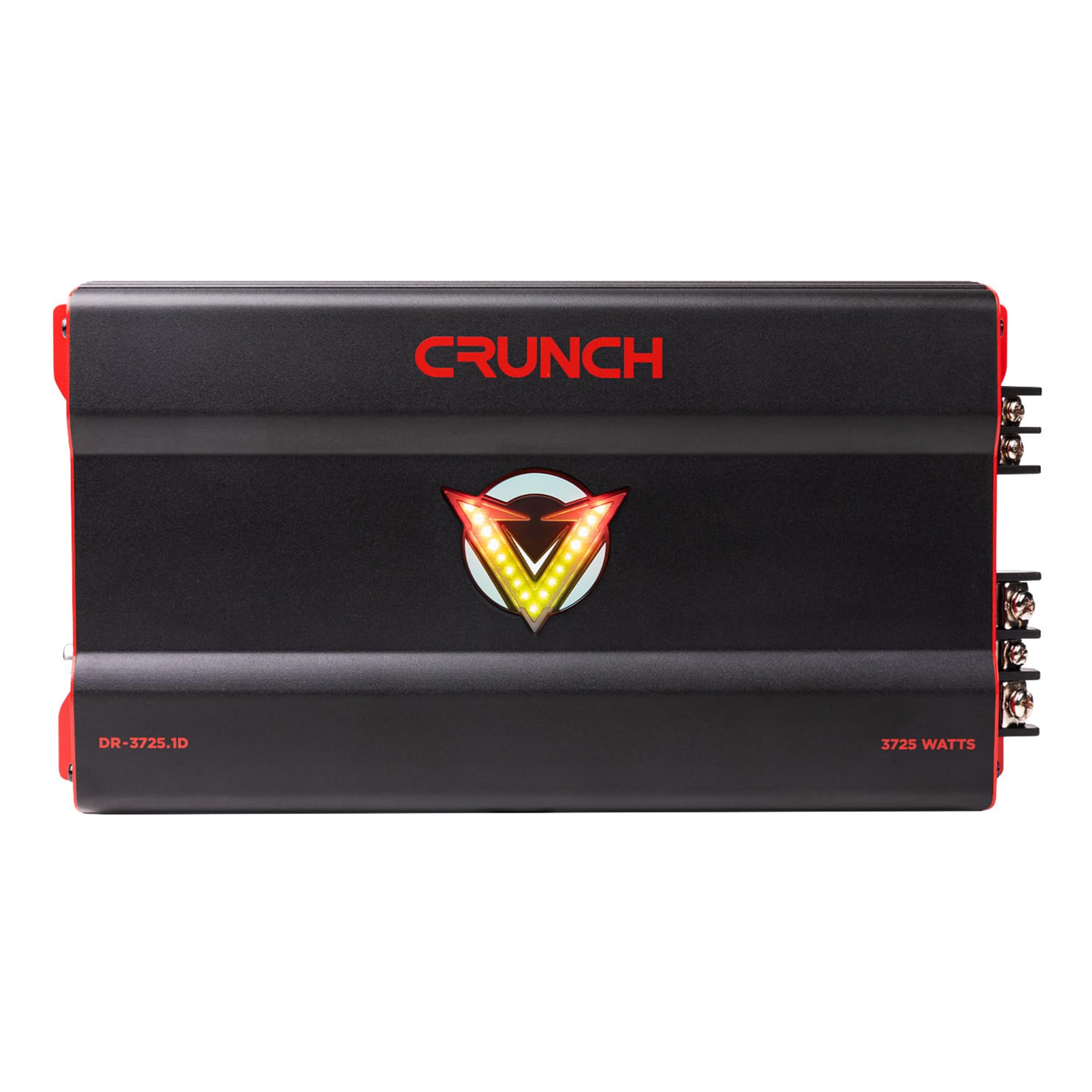 Monoblock Crunch 3725W Car Audio Amplifier with Adjustable Crossovers, Bass Knob & Remote, LED VU-Meter, QTD Cooling and PWM Power Supply