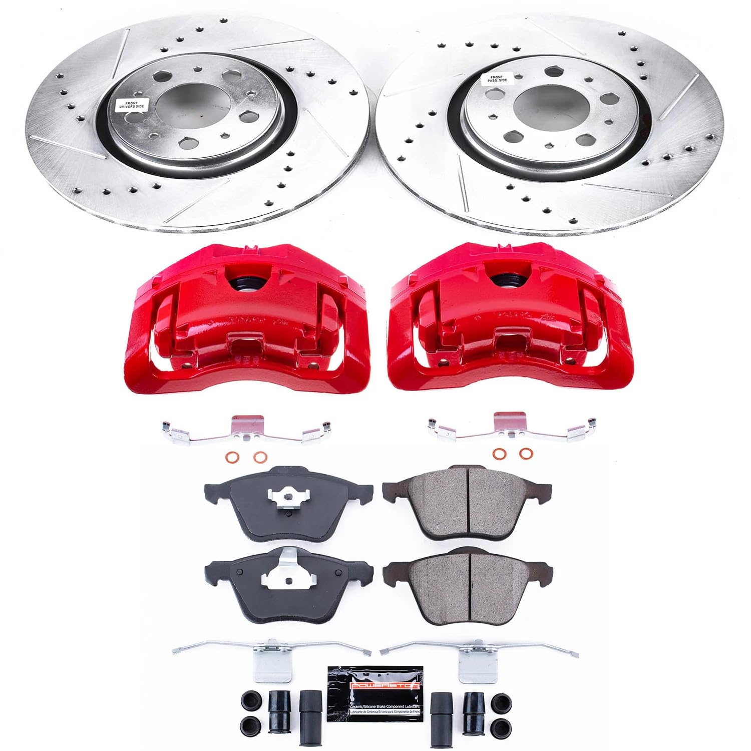Power Stop Z23 Daily Driver KC3063 Front Brake Caliper Kit-Drilled/Slotted Rotor, Brake Pads & Calipers For Volvo XC90 2003-2014 [Model Specific]
