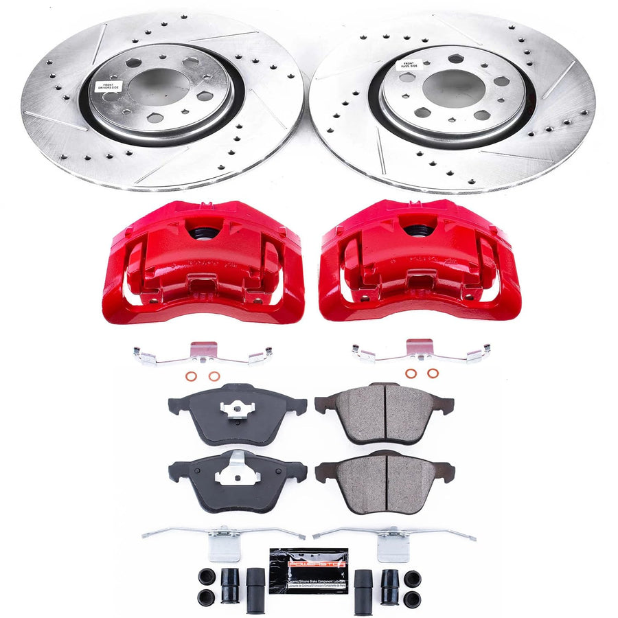 Power Stop Z23 Daily Driver KC3063 Front Brake Caliper Kit-Drilled/Slotted Rotor, Brake Pads & Calipers For Volvo XC90 2003-2014 [Model Specific]
