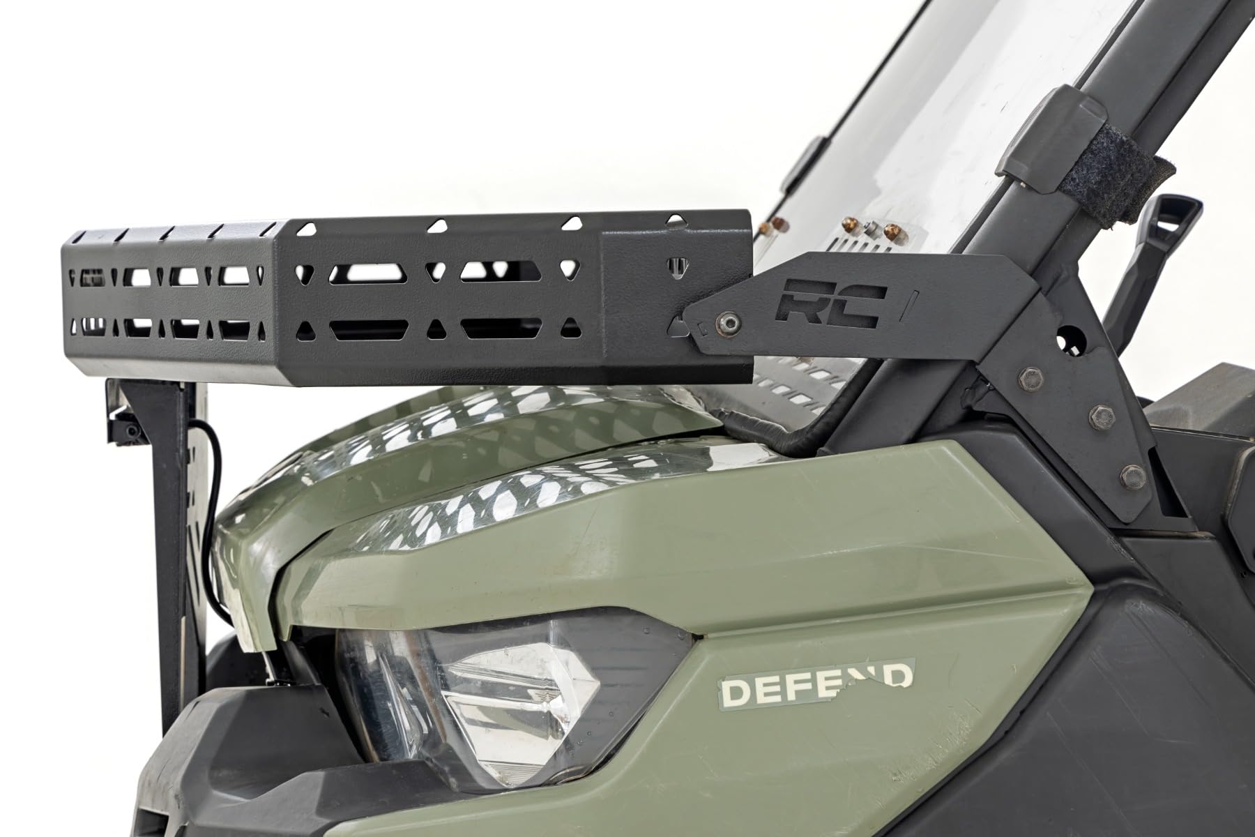 Rough Country Cargo Rack Front with LED for Can-Am Defender HD 8/HD 9/HD 10 - Heavy-Duty Storage Rack with 6" Slimline LED Light Bar