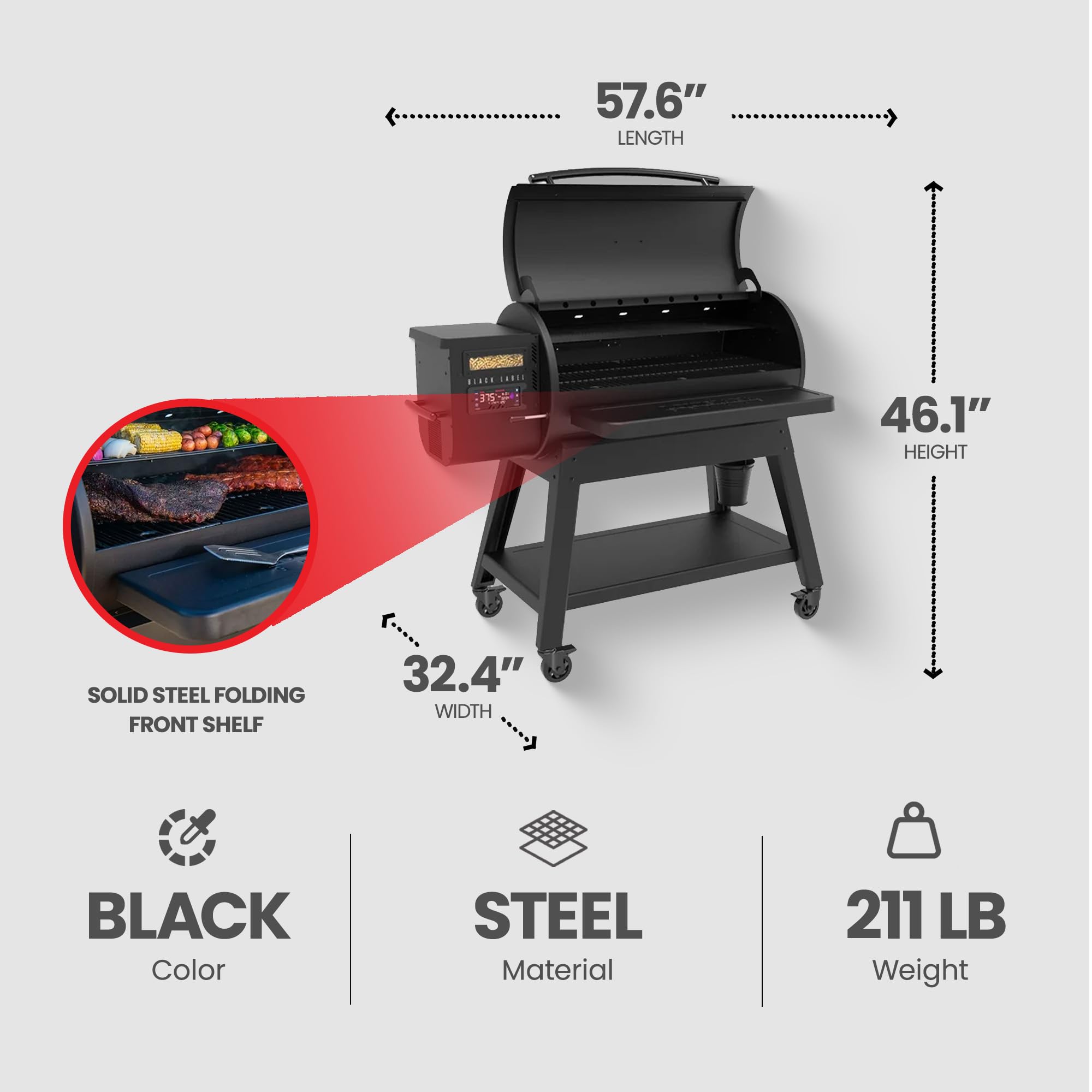 Black Label Louisiana Grills 1200 Pellet Grill with WiFi Control in Black 10640