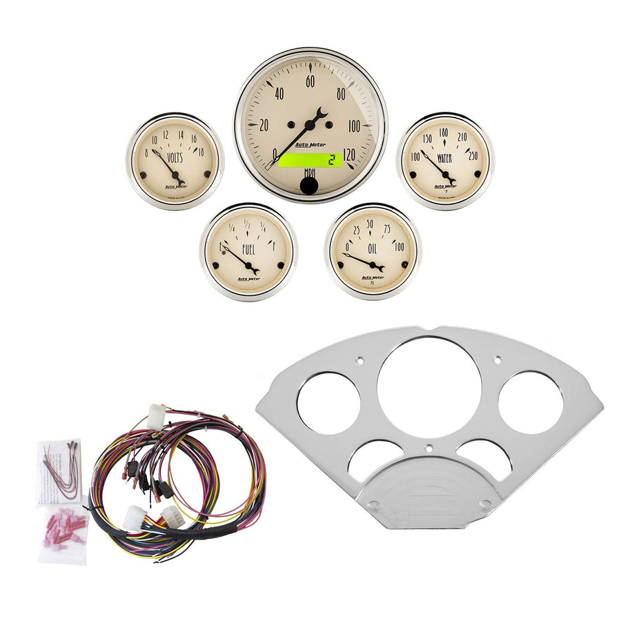 Gauge Kit AutoMeter 7033-AB, 5 Pc, Chevy Car 55-56, Mph/Fuel/Oilp/Wtmp/Bat, Ab