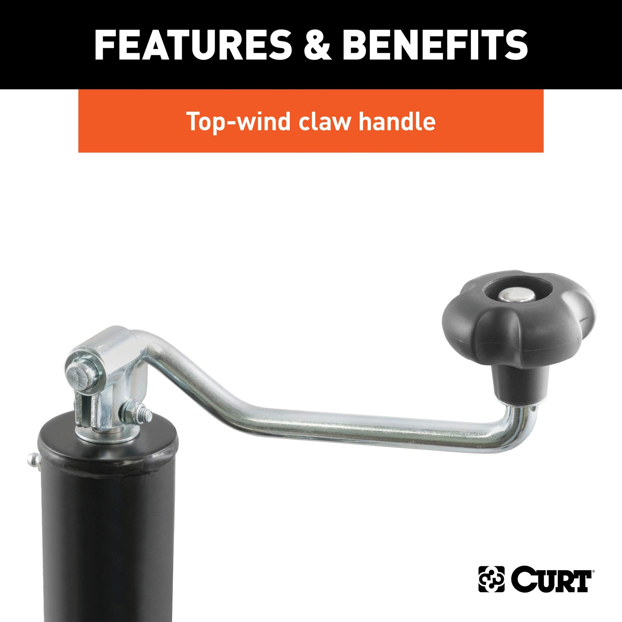 CURT Weld-On Pipe-Mount Trailer Jack, 3,000 lbs. Support Capacity, 10-3/4 Inches Vertical Travel