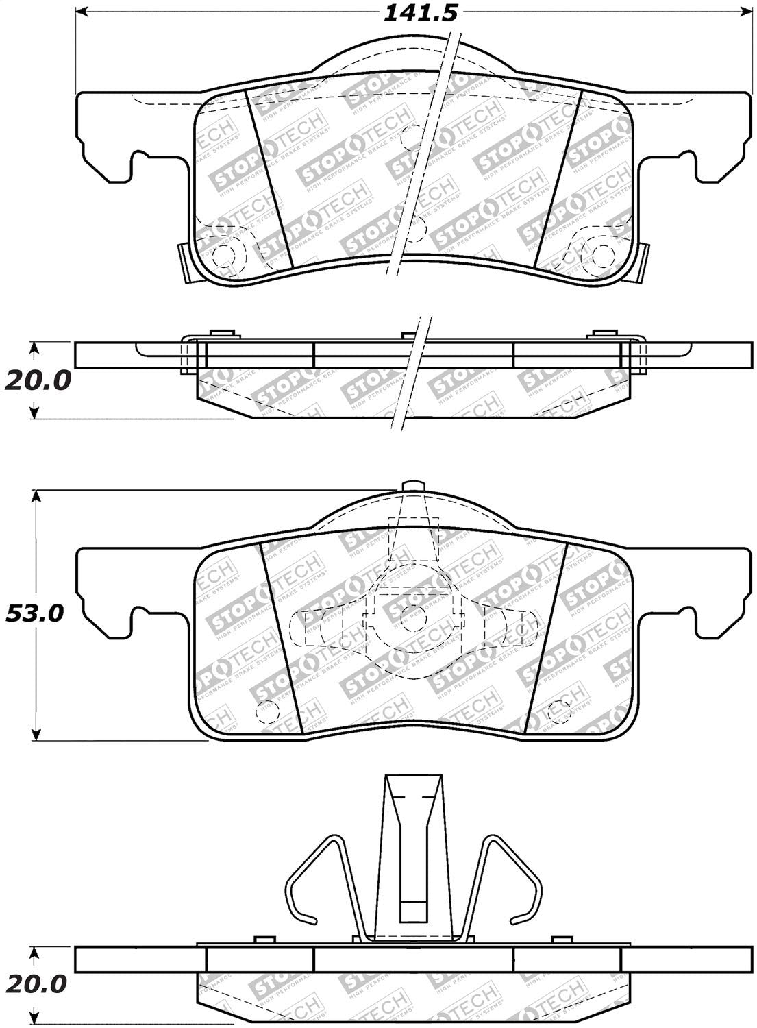 Brake Pads StopTech 305.09350 with Hardware Street Select