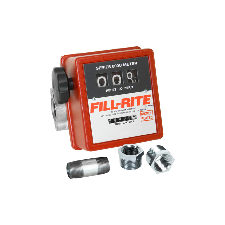 Fill-Rite 1" 807CN1 5-20 GPM Mechanical Meter, Nickel-Plated For Use With BioFuels, Fuel Transfer Gallon Meter