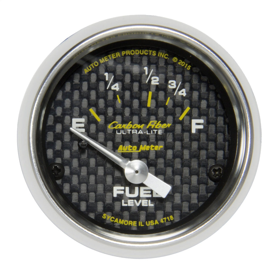 Fuel Level AutoMeter 4718 Gauge, 2 1/16", 16Ωe to 158Ωf, Elec, Carbon Fiber