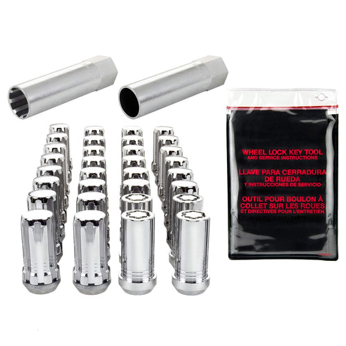 McGard Chrome SplineDrive Wheel Installation Kit 65810 (M14 x 1.5 Thread Size) - for 8 Lug Wheels, 28 Lug Nuts / 4 Locks / 1 Key / 1 Install Tool