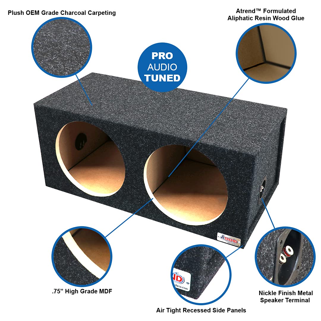Atrend 12DM 12” Hatchback Style Medium/Wedge Shaped/Dual Sealed Subwoofer/Speaker Enclosure. Made in USA