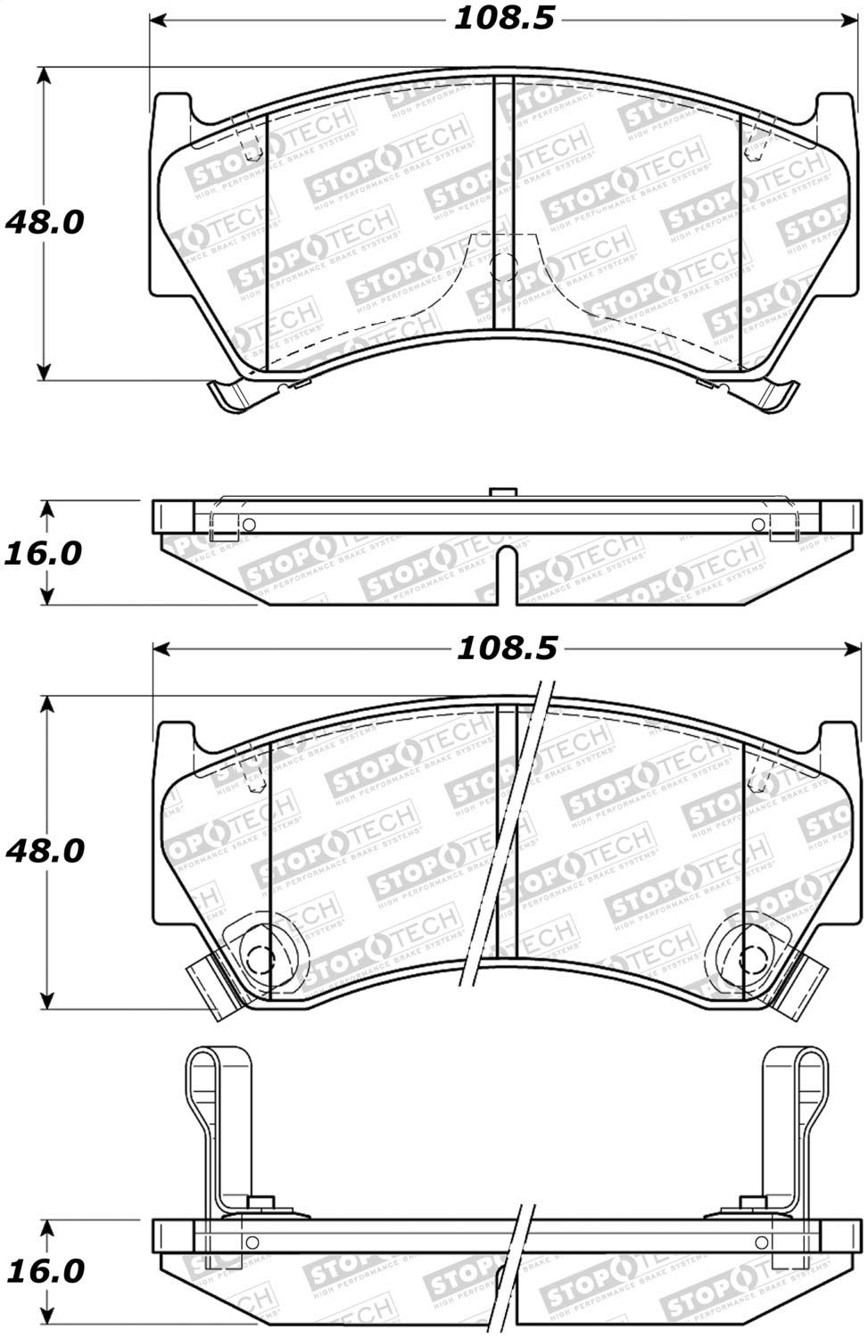 Front StopTech 308.06680 Brake Pads with Shims and Hardware Street