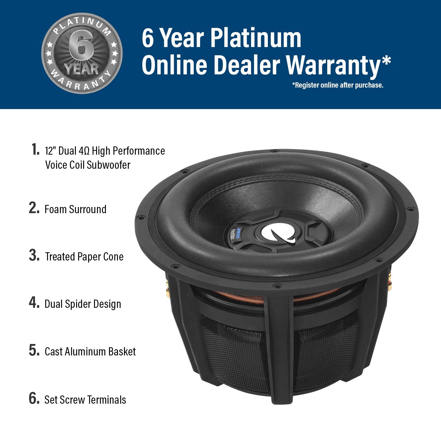 12 Inch Planet Audio BBD12B Car Subwoofer - 2500 Watts Maximum Power, Dual 4 Ohm Voice Coil, Sold Individually, Black