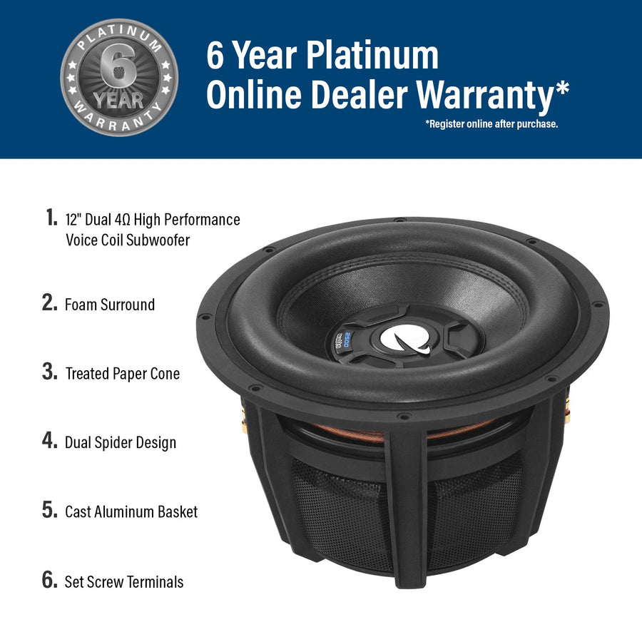 12 Inch Planet Audio BBD12B Car Subwoofer - 2500 Watts Maximum Power, Dual 4 Ohm Voice Coil, Sold Individually, Black