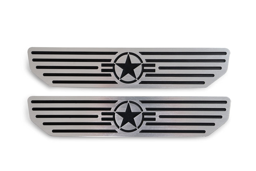 DV8 Offroad Door Sill Plates for 2018-2025 Wrangler JL and 2020-2025 JT Gladiator | 4-Door Models | Rear Pair | Embossed with Since 1941" | Billet Aluminum Construction