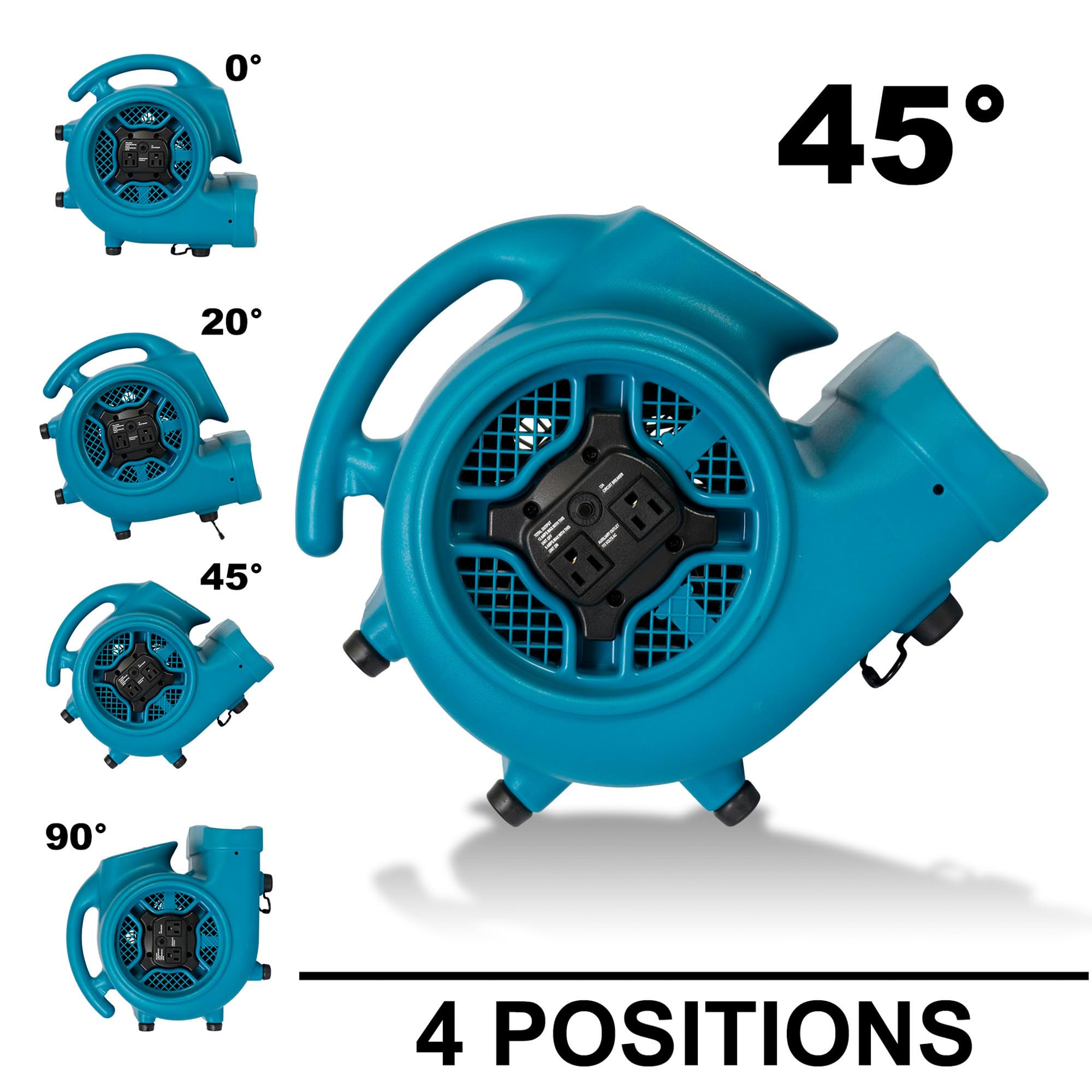 XPOWER 1/4 HP X-400A Pro 1600 CFM Centrifugal Air Mover, Carpet Dryer, Floor Fan, Blower, Daisy Chain, for Water Damage Restoration, Janitorial, Plumbing, Home Use, Blue