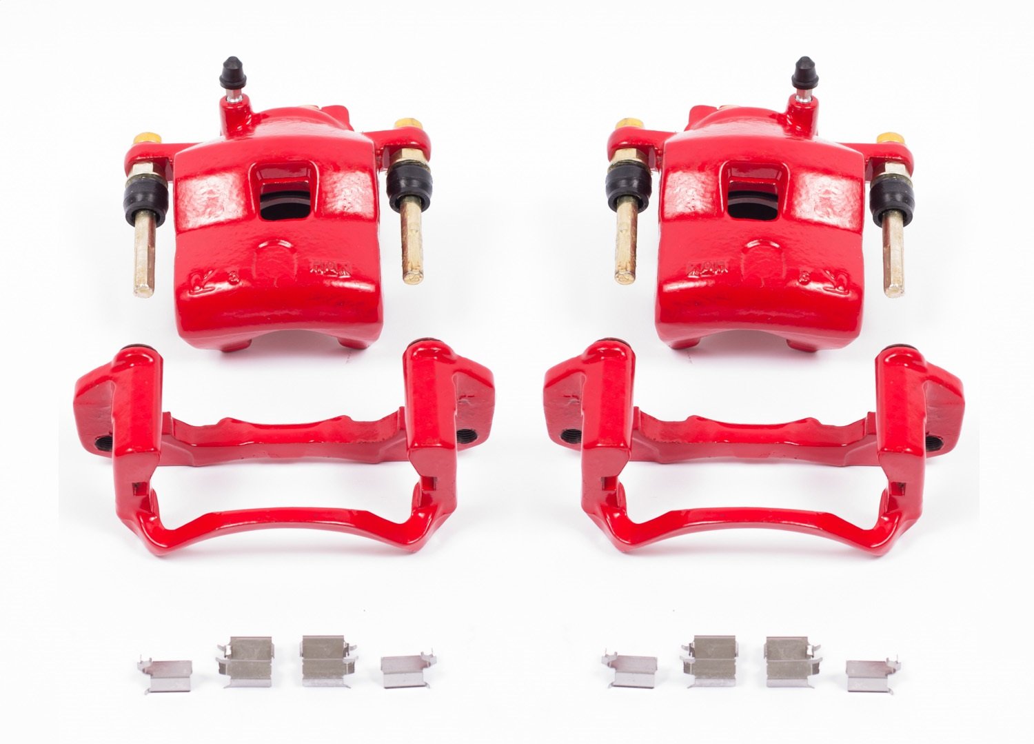 Power Stop Pair of High-Temp Red Powder Coated Front Calipers For Mazda Protege 1999-2003 [Model Specific]