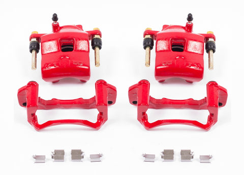 Power Stop Pair of High-Temp Red Powder Coated Front Calipers For Mazda Protege 1999-2003 [Model Specific]