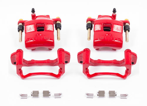 Power Stop Pair of High-Temp Red Powder Coated Front Calipers For Mazda Protege 1999-2003 [Model Specific]