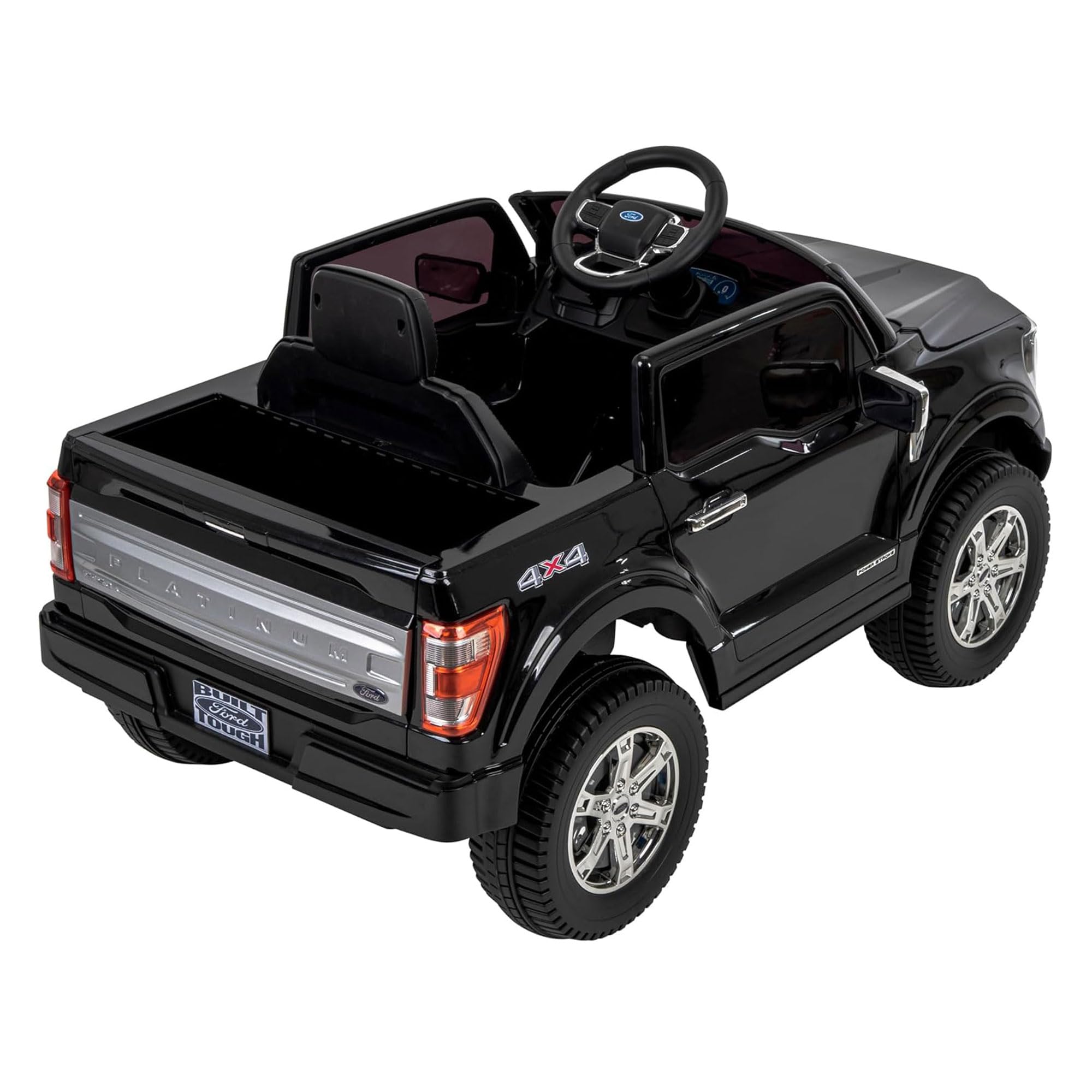 Huffy 6V Ford F150 Platinum Black Kids Ride On Truck, Real LED Headlights and Sounds, Ages 2-7, Max Weight 65lbs, 2.5MPH Speed, Forward and Reverse, Large Durable Tires, Simple Wall Charging