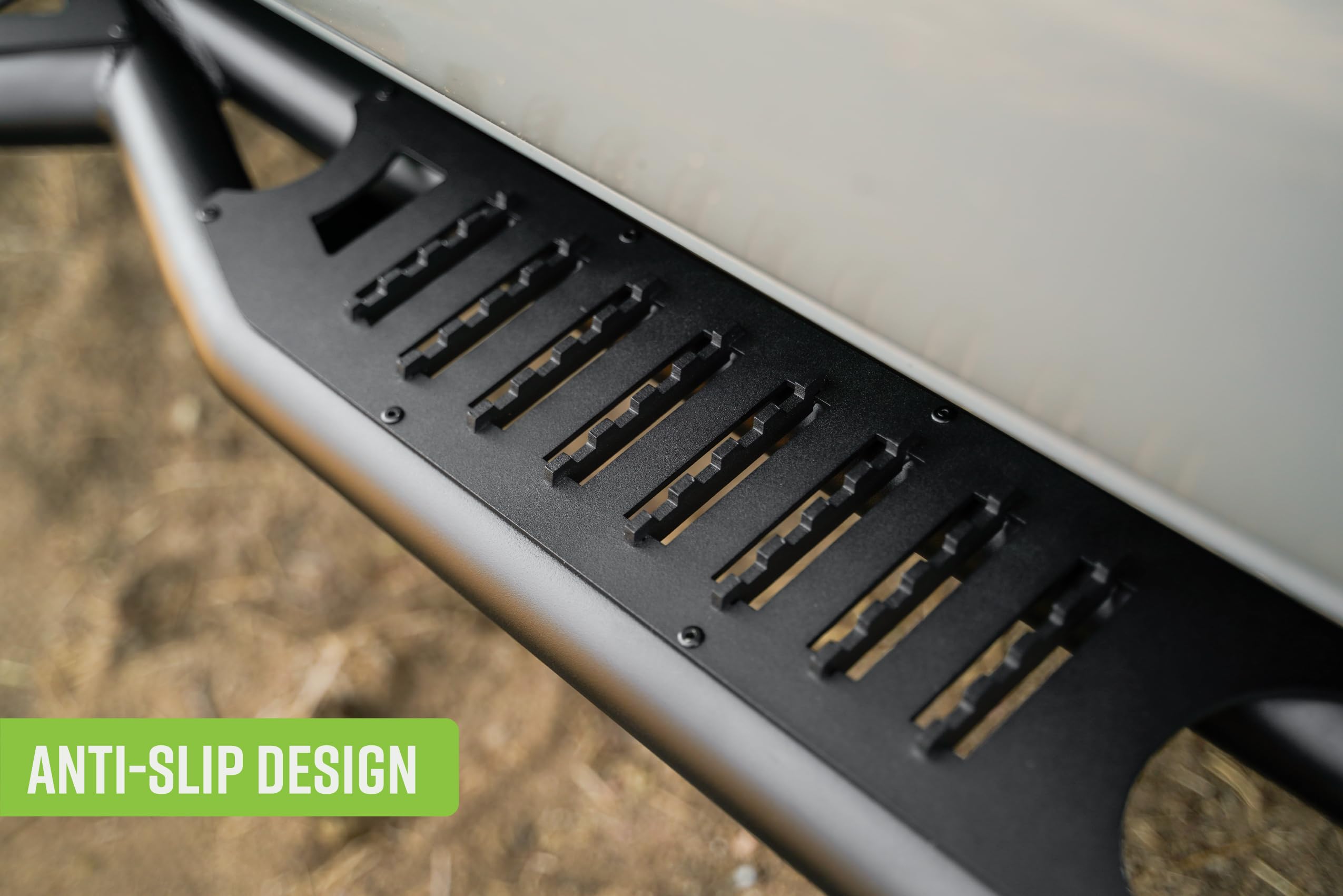 Offroad DV8 OE Plus Side Steps for 2016-2023 Toyota Tacoma Crew Cab | Anti-Slip Design | Mounts to Body/Pinch Weld | Provides Protection from Light Trail Debris | Fully Bolt-On | Powder Coated | Steel