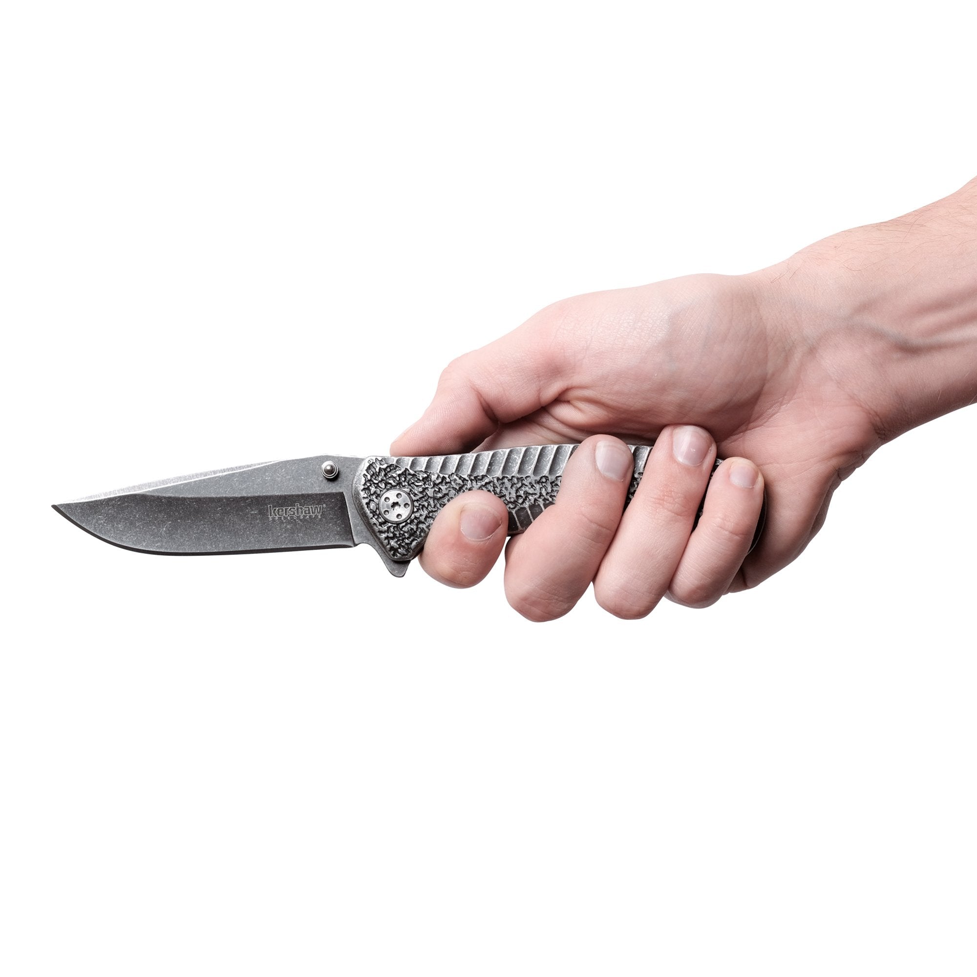 Kershaw Folding Pocket Knife Starter (1301BW); 4Cr14 Steel Blade With Black-Oxide BlackWash Finish, SpeedSafe Assisted, Single-Position Deep Carry Clip; 3.5 oz., 3.5 In. Blade, 7.9 In. Overall Length