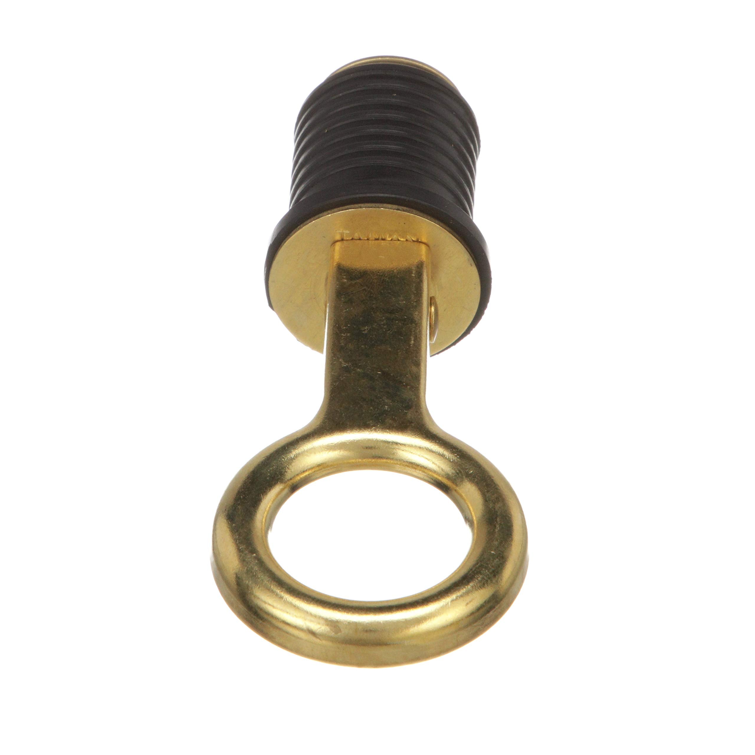 Attwood Snap-Handle 7524A7 Drain Plug, For 1-Inch-Diameter Drains, Locks in Place, Brass Handle, Rubber Plug
