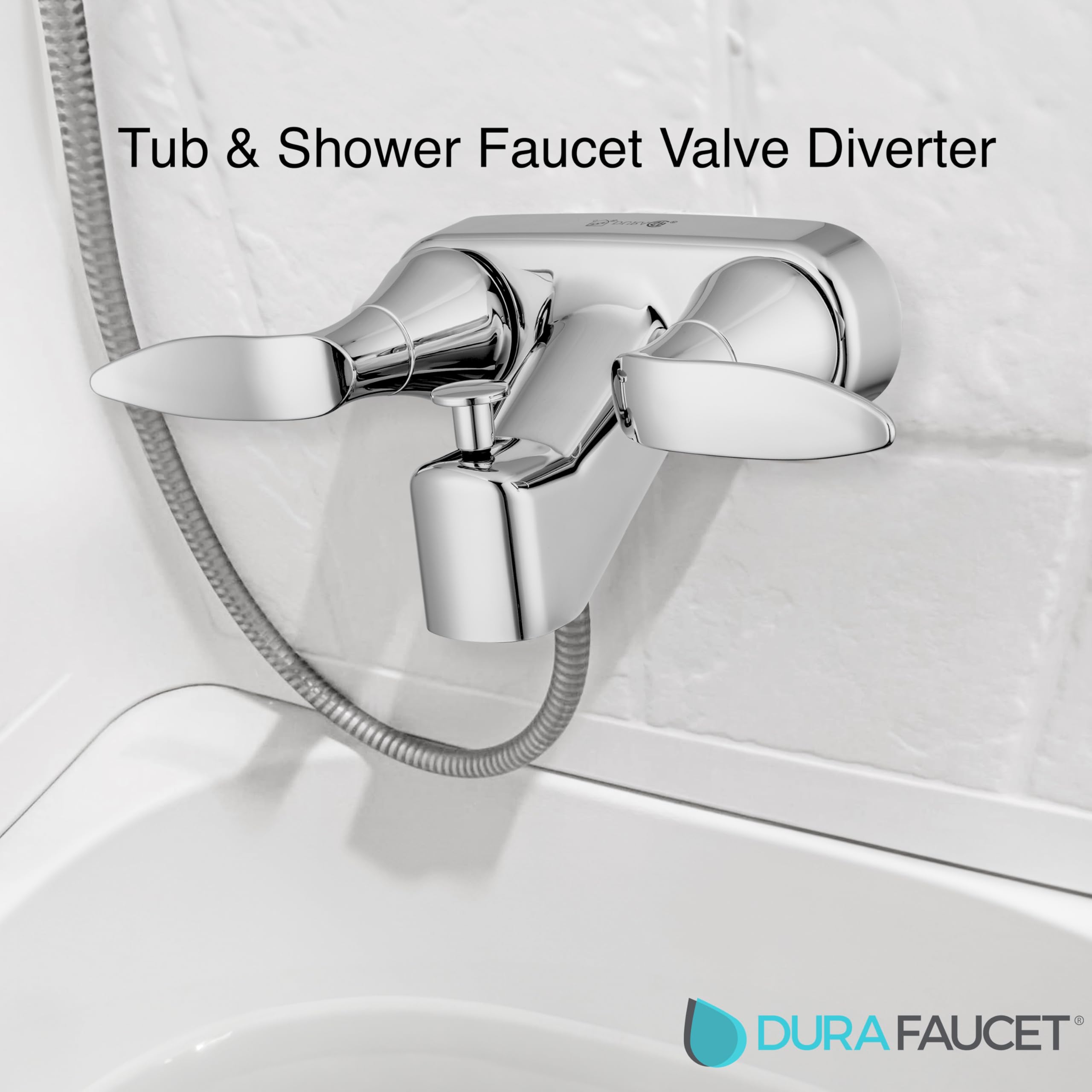 Dura Faucet RV Tub, Shower Faucet Valve Diverter DF-SA110LH-CP with Winged Levers (Chrome)