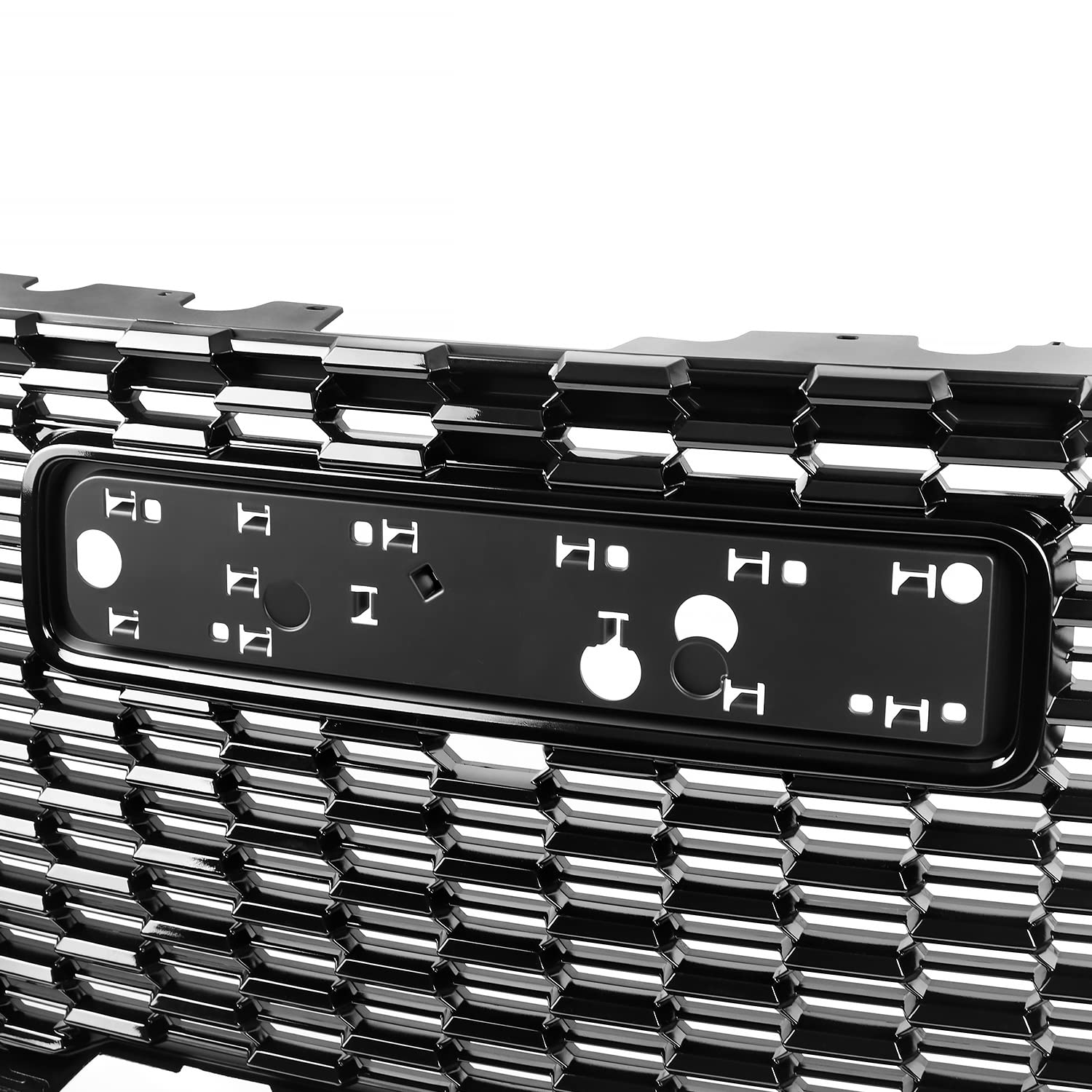 Front Hood Grill Grille Spec-D Tuning Glossy Black Compatible with 2021-2023 GMC Yukon XL Denali