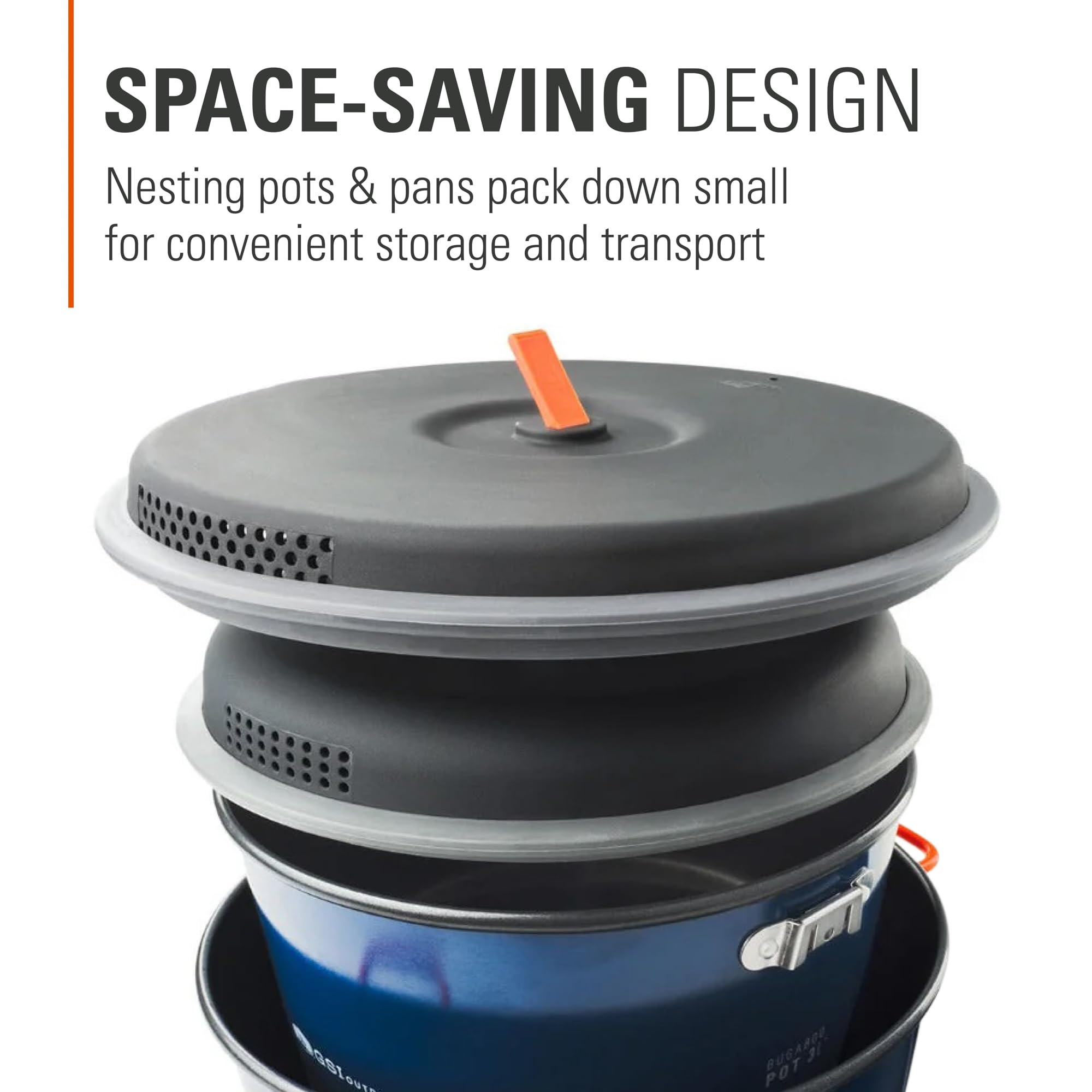 GSI Outdoors Base Camper Bugaboo Large, High-Efficiency Cookset – Ceramic Non-Stick Coated, Includes 5L & 3L Pots, 9" Fry Pan, Accessories
