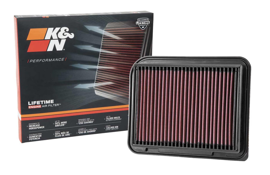 High-Flow K&N Original Lifetime Engine Air Filter: Increase Power & Accerlation, Washable, Premium: Compatible with 2003-2024 MITSUBISHI: ASX, Eclipse, Grandis, Lancer, Outlander, 33-3015