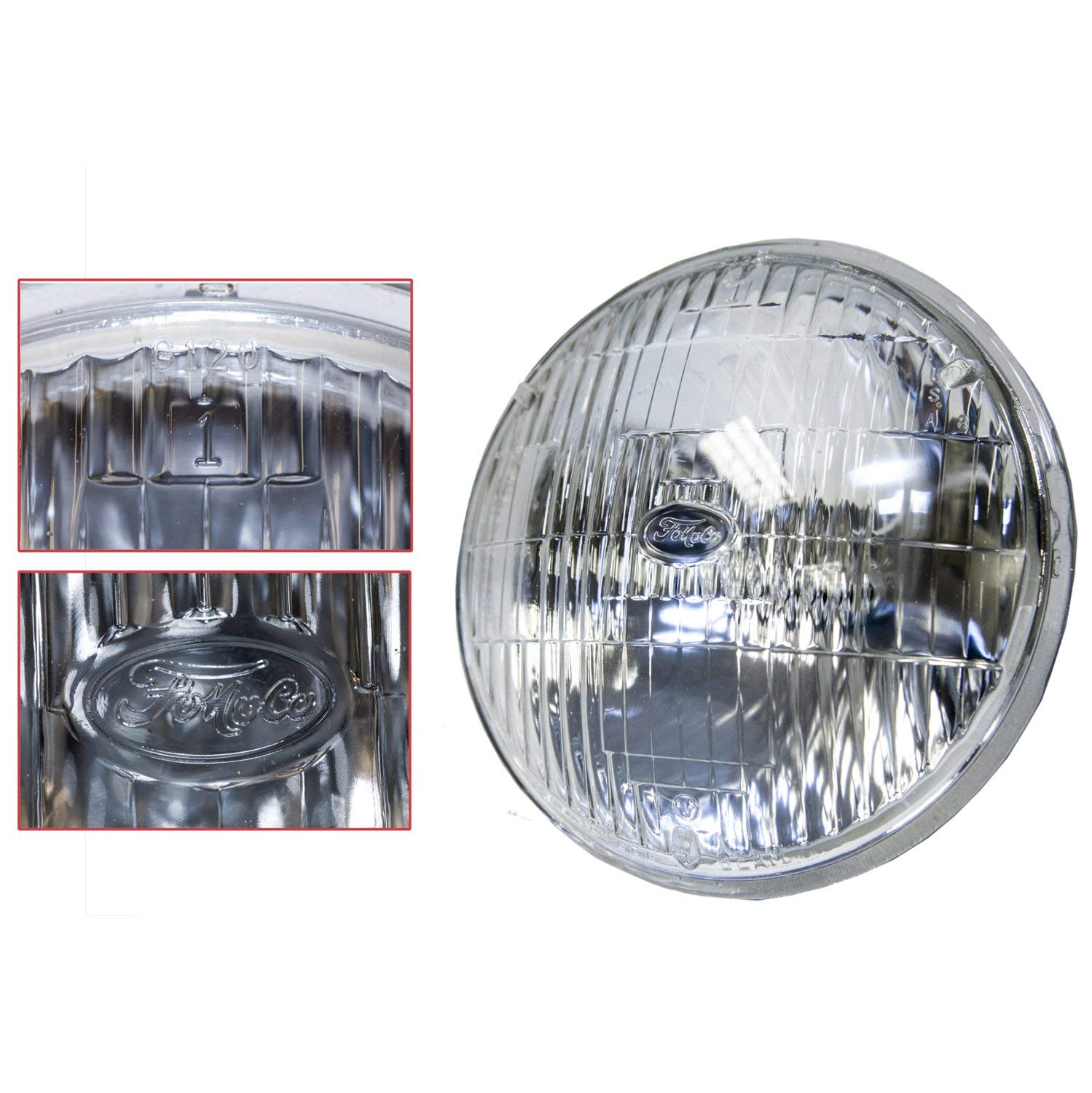 5 3/4" Hi Headlamp W/Fomoco (B8AZ-13007-B) Scott Drake Classic