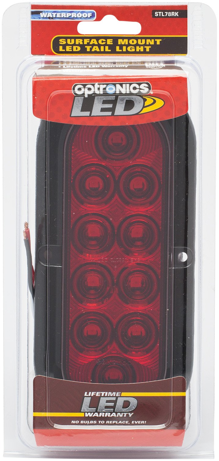 Optronics 6" Oval Sealed Red Lens LED Light for Surface Mount STL78RK