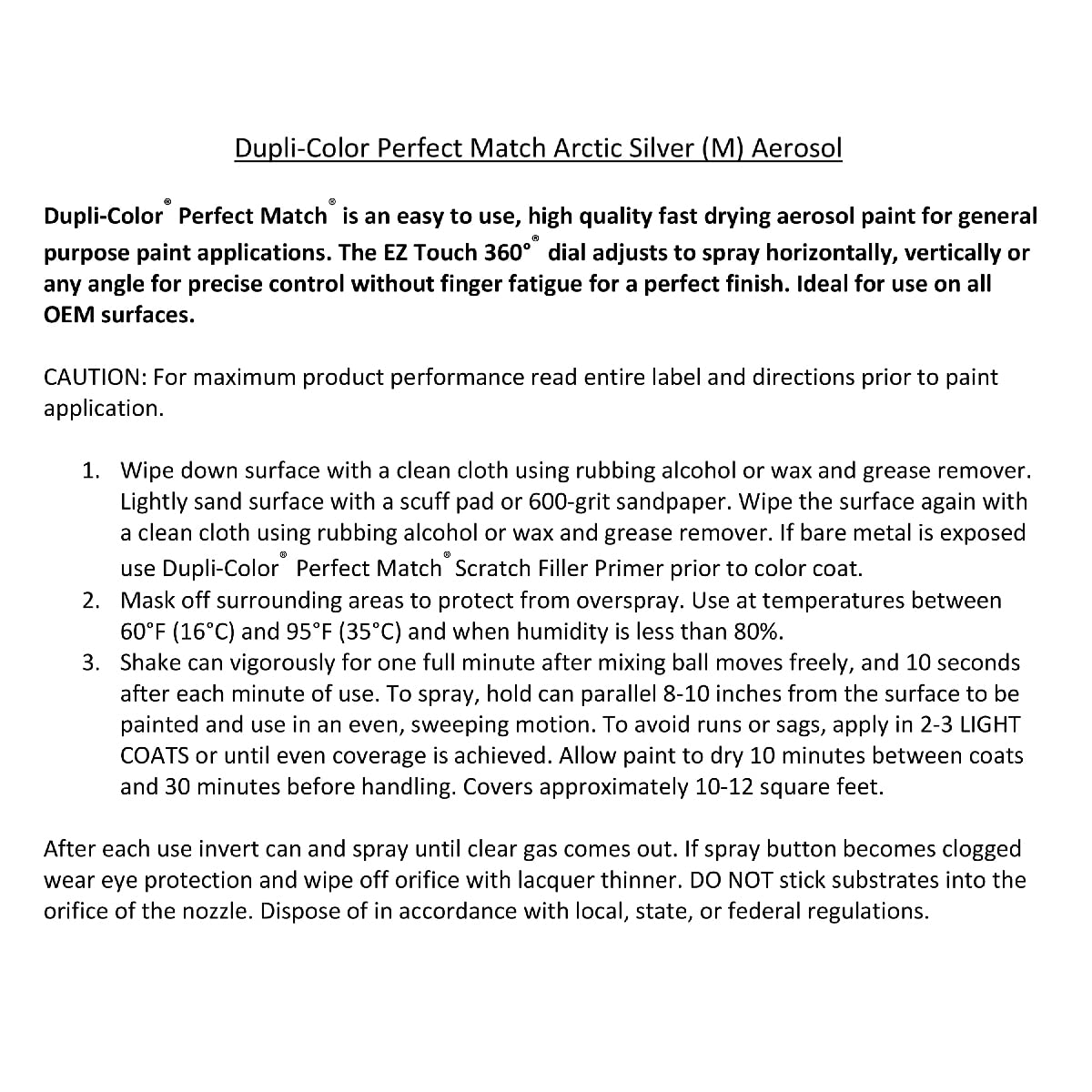 Honda Arctic Silver Metallic Dupli-Color EBHA09107 Perfect Match Automotive Spray Paint – 8 oz. Aerosol Can