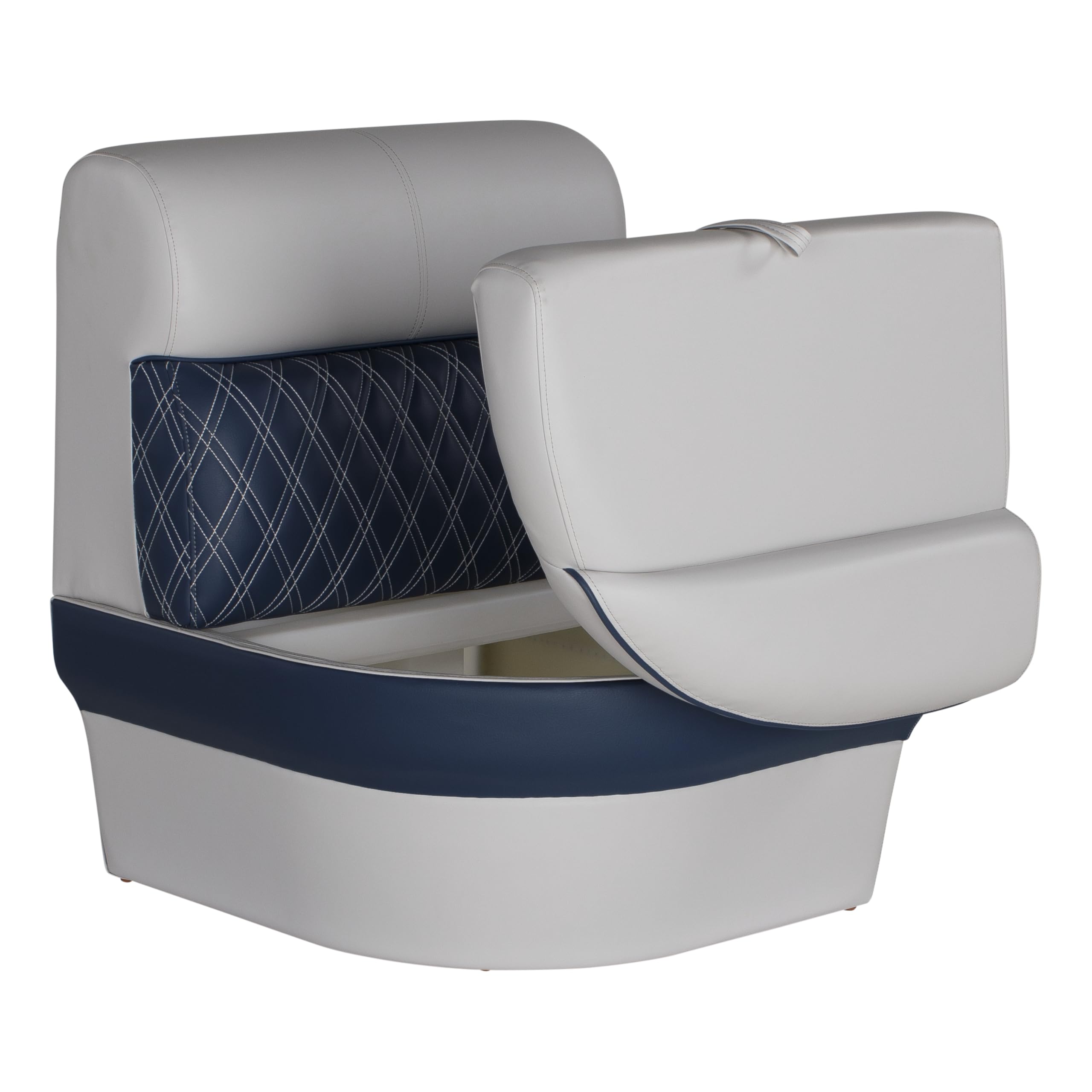 24" Radius Corner Pontoon Seat, Lippert Sunset Collection, Contoured Foam Cushioning, Durable Marine-Grade Vinyl, Built-In Dry Storage, Poly Frame, 24"L x 28"W x 30"H - 2024021176
