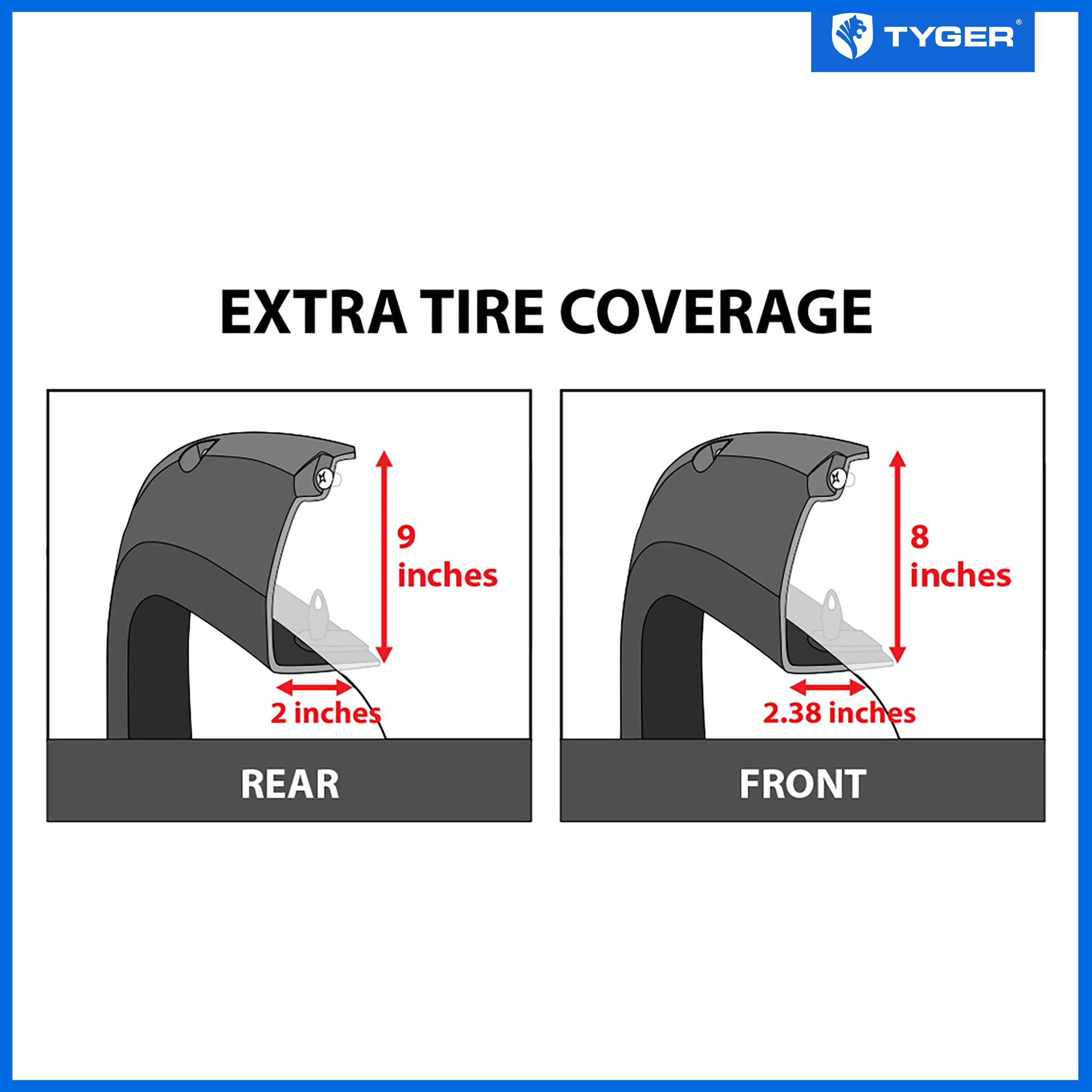Tyger Auto Fender Flare 2009-2014 Compatible with Ford F-150 (Exclude Raptor) Fleetside, Smooth Textured Black Paintable Bolt-Riveted Style 4pc | TG-FF8F4028