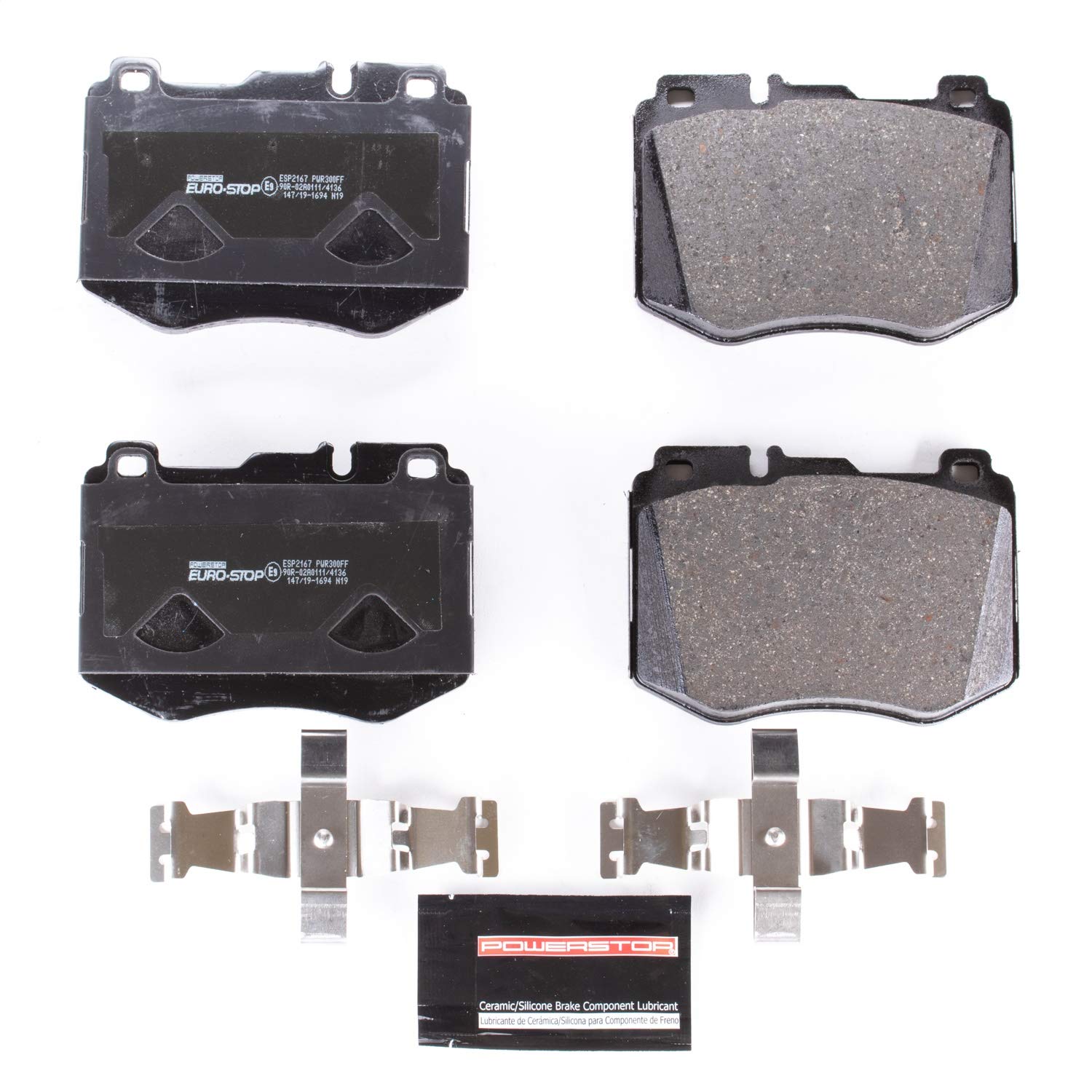 Power Stop Euro-Stop ESP2167 ECE-R90 Certified Front Brake Pads For Mercedes-Benz C300, Mercedes-Benz C, Mercedes-Benz C350e, Mercedes-Benz C, Mercedes-Benz E, Mercedes-Benz GLC300 [Model Specific]