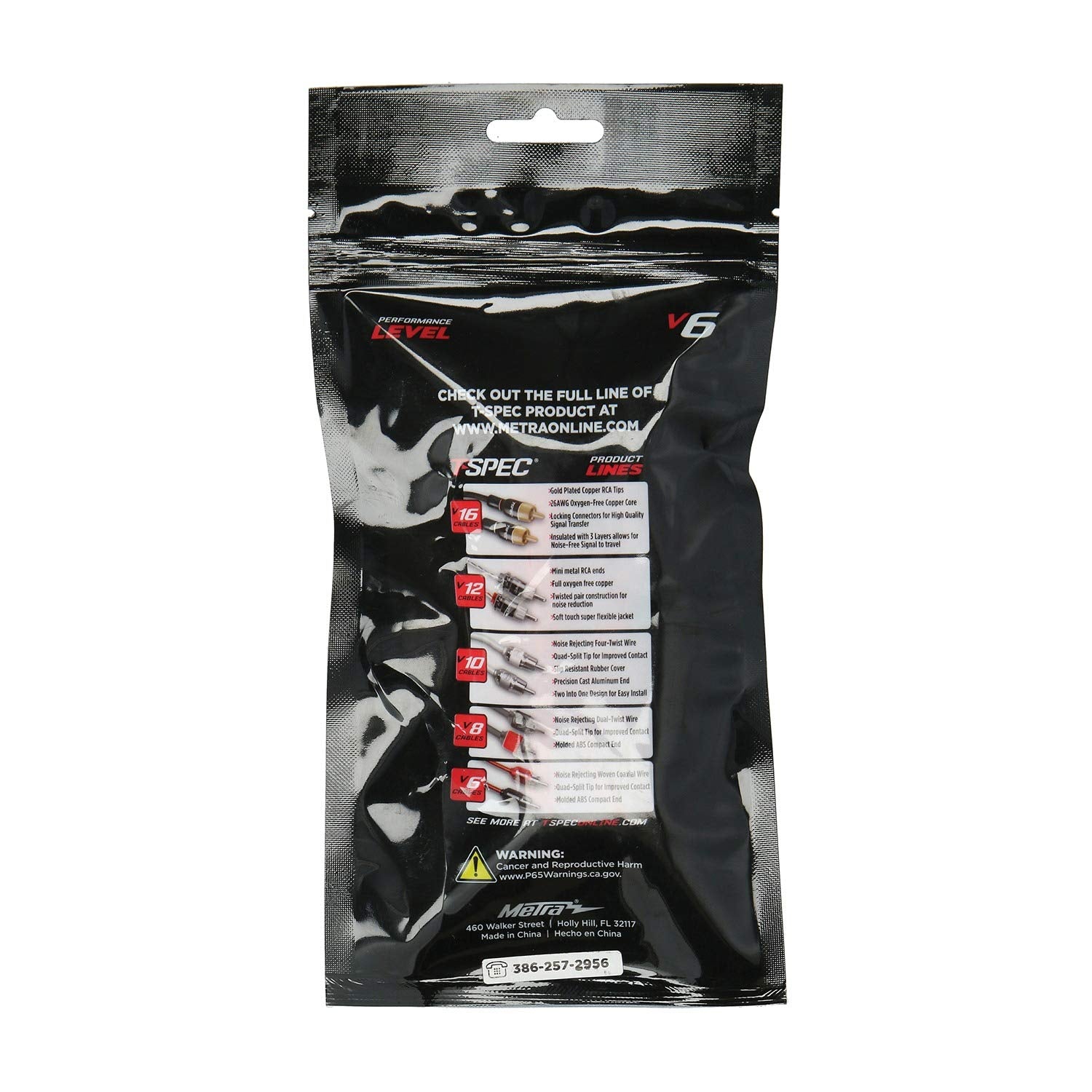 V6R6 T-Spec 2-Channel RCA Cable, 6 Feet v6 SERIES
