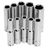 10 pc. Performance Tool W36300 1/4 in. Drive 6pt SAE Deep Wall Socket Set
