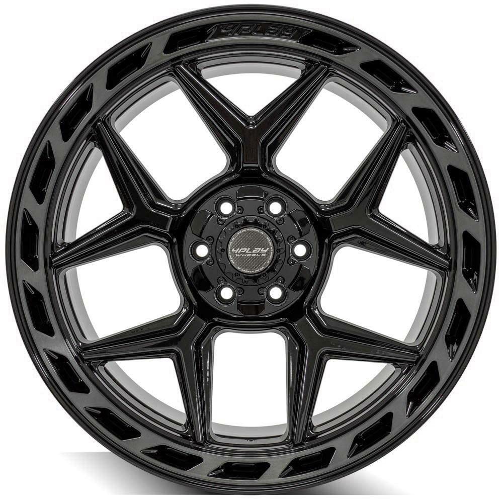 4PLAY Wheels 4P55-22100-6D55-18BBT Painted Brushed Black Wheel (22 x 10. inches /6 x 135 mm, -18 mm Offset)