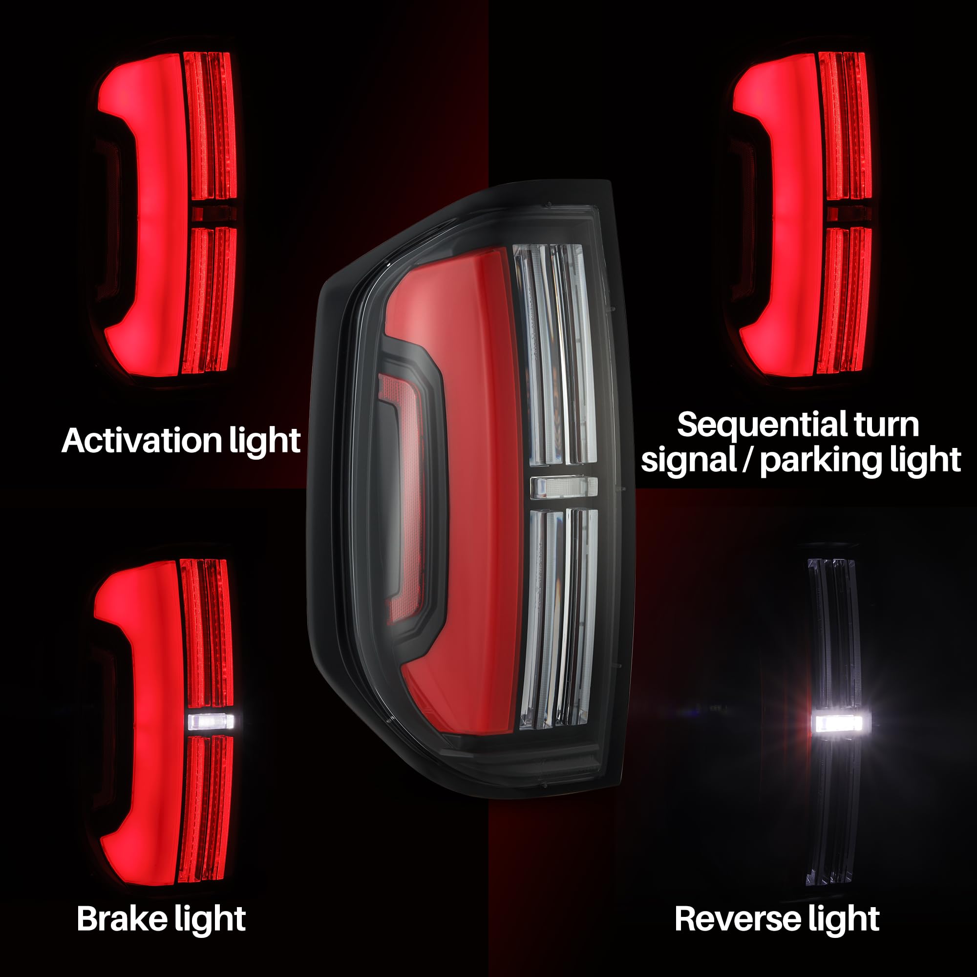 NOVA-Series AlphaRex LED Tail Lights Compatible with 14-21 Tundra (Black-Red)
