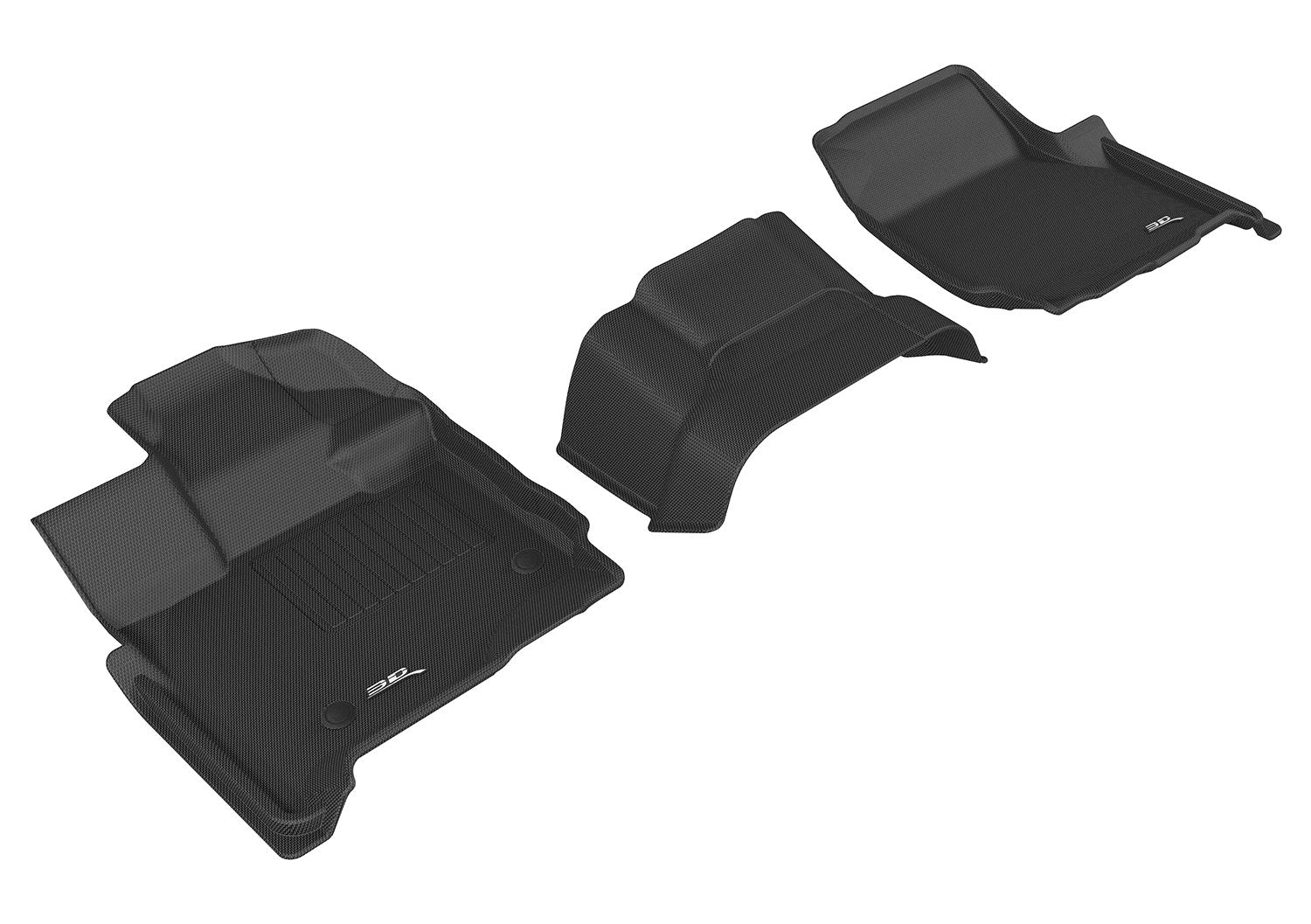 Kagu 3D MAXpider Custom Fit Floor Mat (Black) Compatible with Ford F-150 Supercab / Supercrew 2015-2026 (w/ Bench Seat) - Front Row