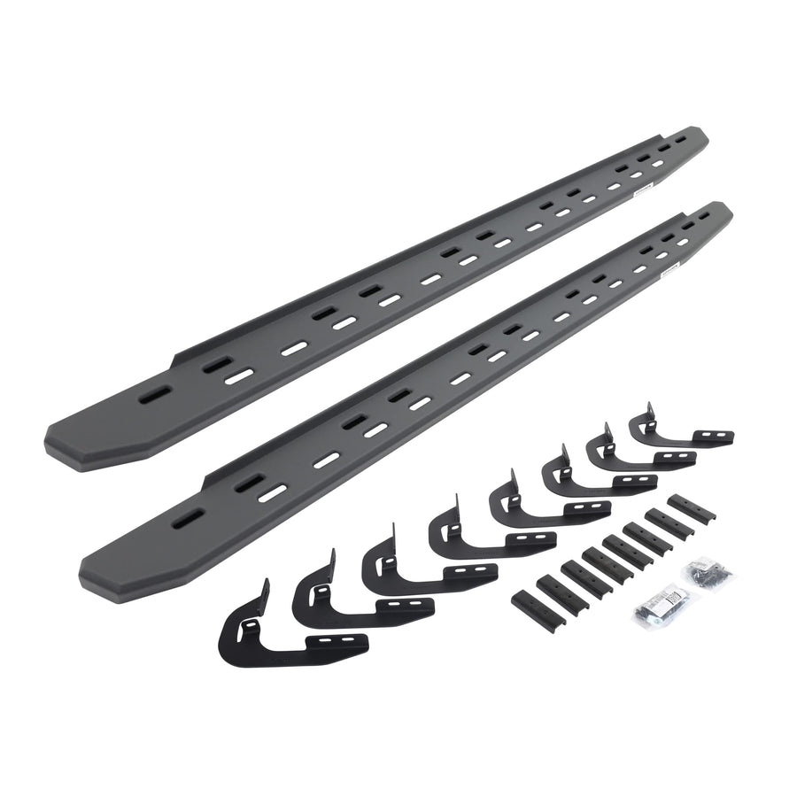 Go Rhino Slim RB30 Running Boards & Brackets | Galvanized Steel, Textured Black | 69605880SPC | Fits 2014-2018 Chevrolet Silverado/GMC Sierra 1500 Double Cab (See Description)