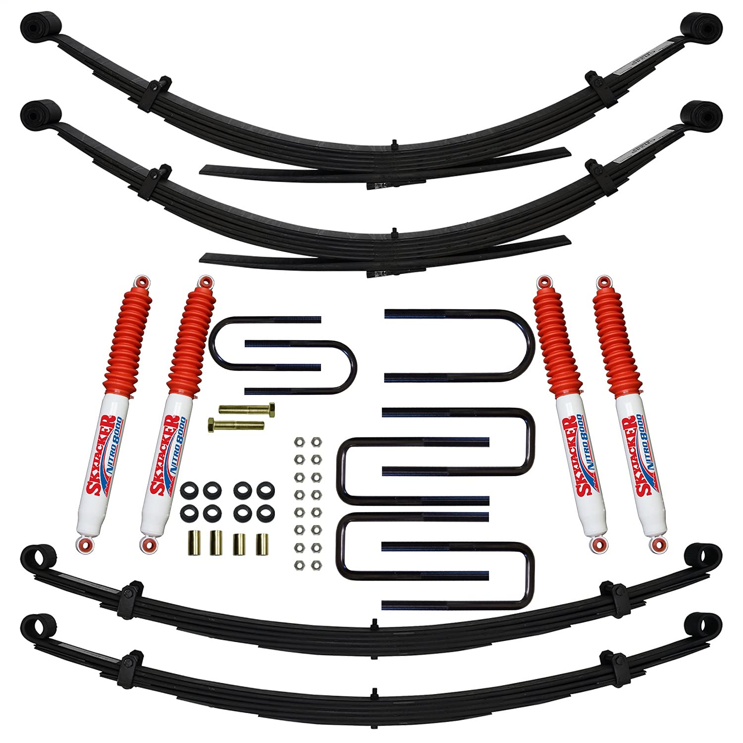 Skyjacker Suspension Lift Kit C140CKS-N w/Shock Nitro Shocks 2.5-4 In. Lift Incl. Front/Rear U Bolt Kit Bushing Kit Leaf Spring Suspension Lift Kit w/Shock
