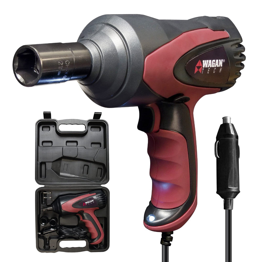Wagan 12V DC Mighty Impact Wrench EL2257, 1/2 inch 12 Volt Electric Impact Wrench Kit, 271 ft-lbs, Tire Repair Tools with Sockets and Carry Case
