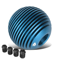 NRG Innovations Universal Aluminum SK-703BL Shift Knob with Thread Adapters, Heat Sink Style Round Ball Shape, Blue