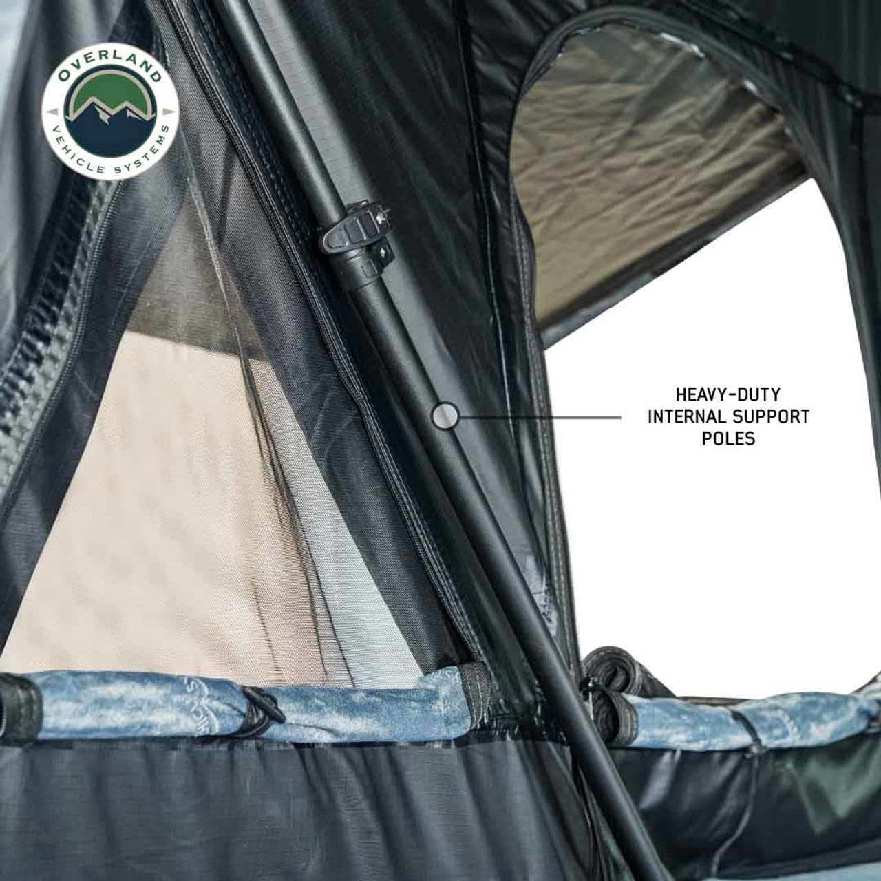 XD Everest Overland Vehicle Systems Cantilever Aluminum Hard Sheel Roof Top Tent with Black Out Kit - Grey Body & Black Rainfly (4 Person Roof Top Tent)