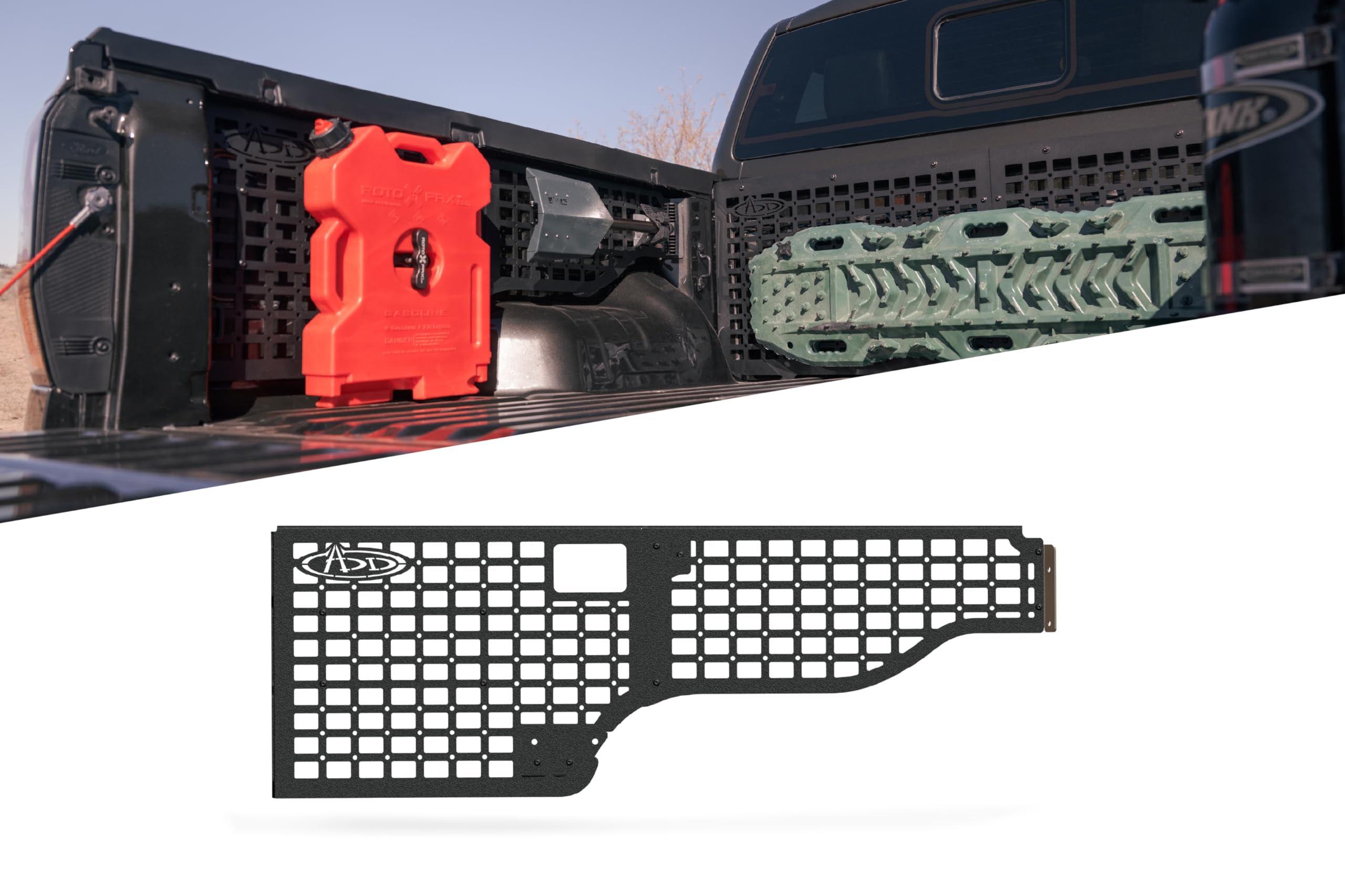 ADD Offroad Molle Panels Bed Side for 2024-2025 Ford Ranger Raptor | Driver & Passenger Side Variations | Molle Design for Mounting Tools & Off-Road/Recovery Gear | Made in The USA (Driver)