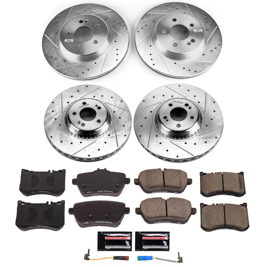 Power Stop K9160 Z23 Carbon-Fiber Ceramic Brake Pads and Drilled and Slotted Rotors Brake Kit For Mercedes - Benz S450 2018-2020, Mercedes S560 2018-2021 [Application Specific]