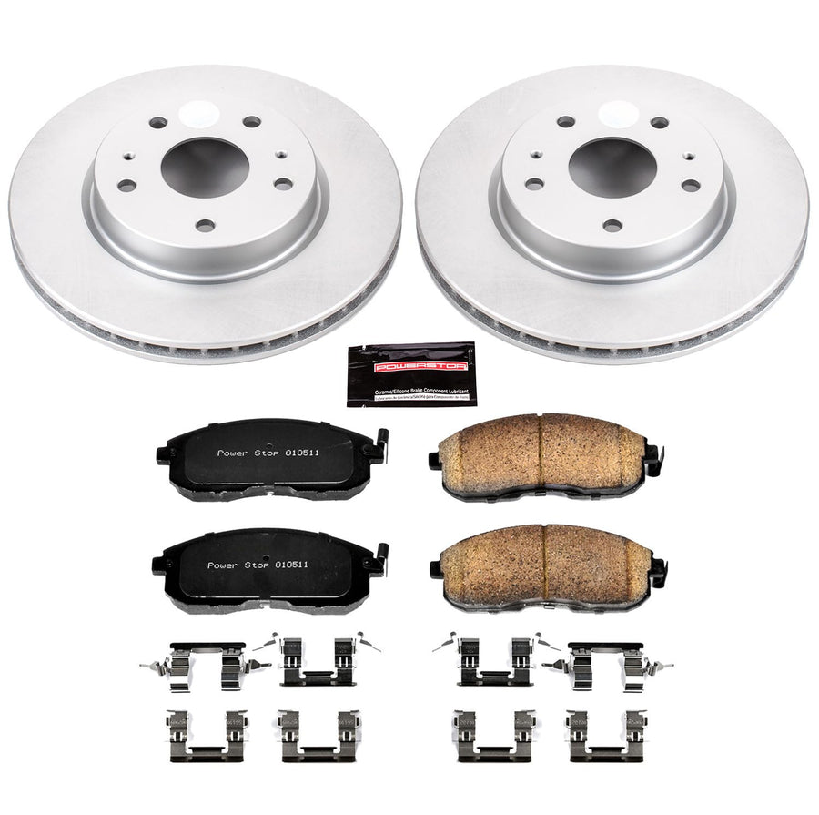 Power Stop Coated Brake Rotor & CRK5887 Ceramic Brake Pads- front For Suzuki SX4 2007-2013 [Vehicle Specific]